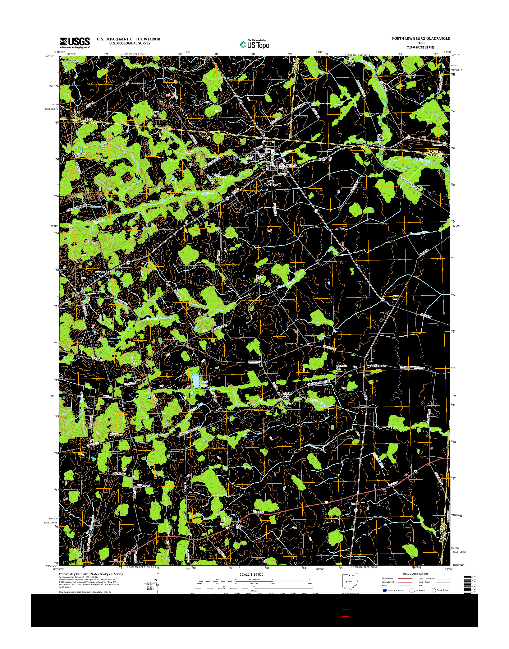 USGS US TOPO 7.5-MINUTE MAP FOR NORTH LEWISBURG, OH 2016