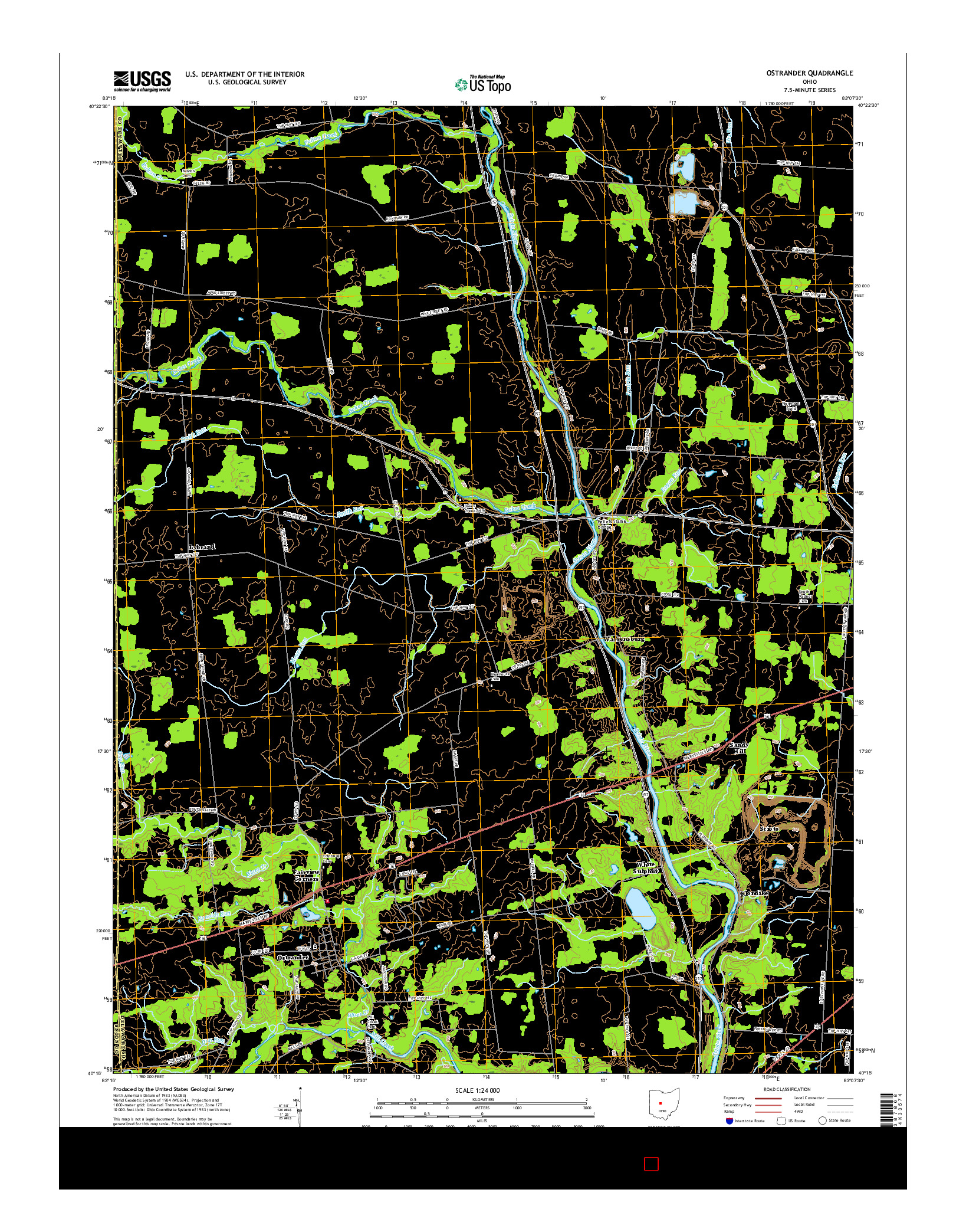 USGS US TOPO 7.5-MINUTE MAP FOR OSTRANDER, OH 2016