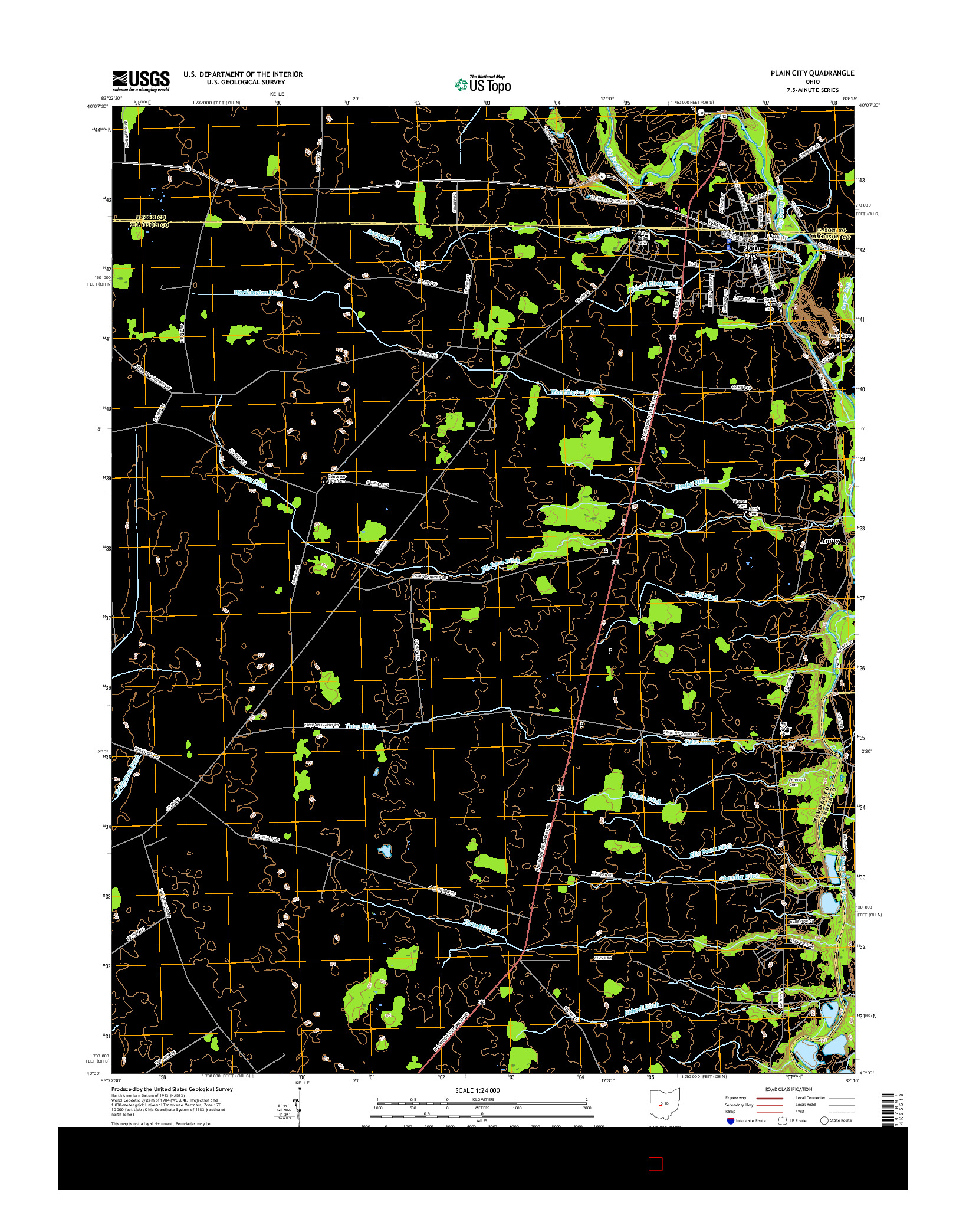 USGS US TOPO 7.5-MINUTE MAP FOR PLAIN CITY, OH 2016