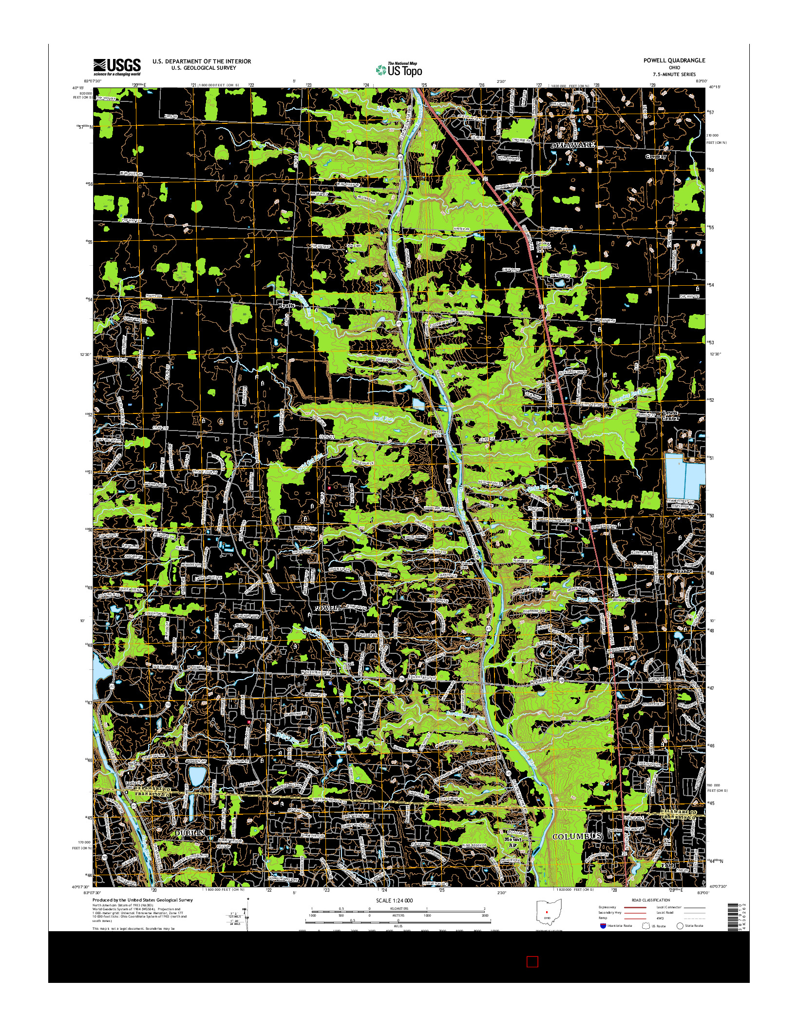 USGS US TOPO 7.5-MINUTE MAP FOR POWELL, OH 2016