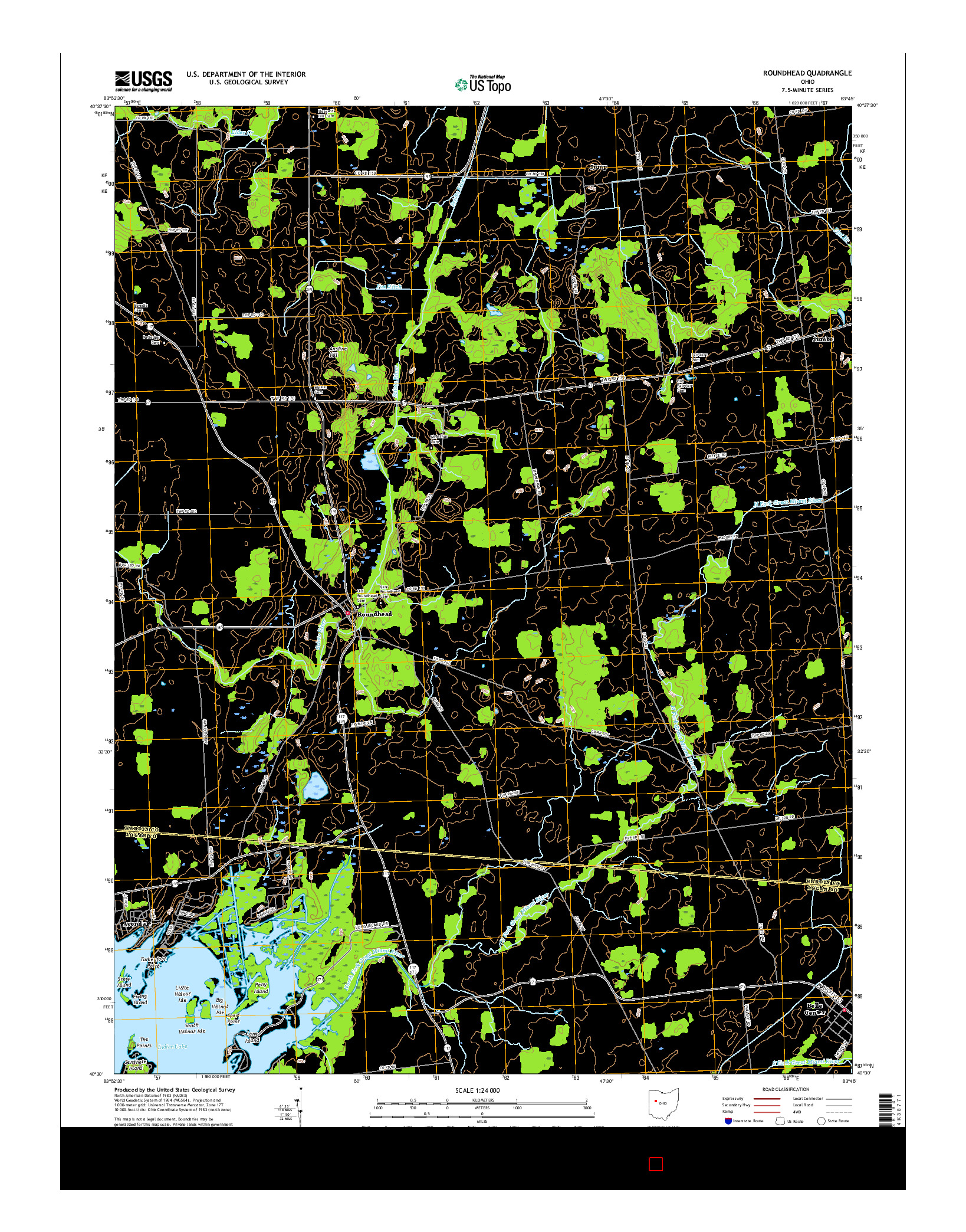 USGS US TOPO 7.5-MINUTE MAP FOR ROUNDHEAD, OH 2016