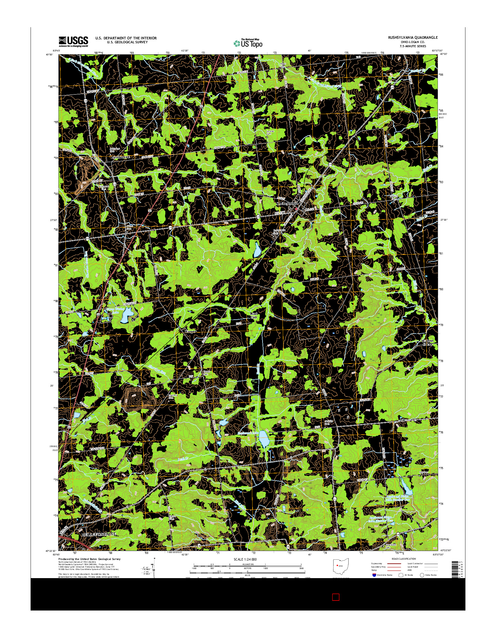 USGS US TOPO 7.5-MINUTE MAP FOR RUSHSYLVANIA, OH 2016