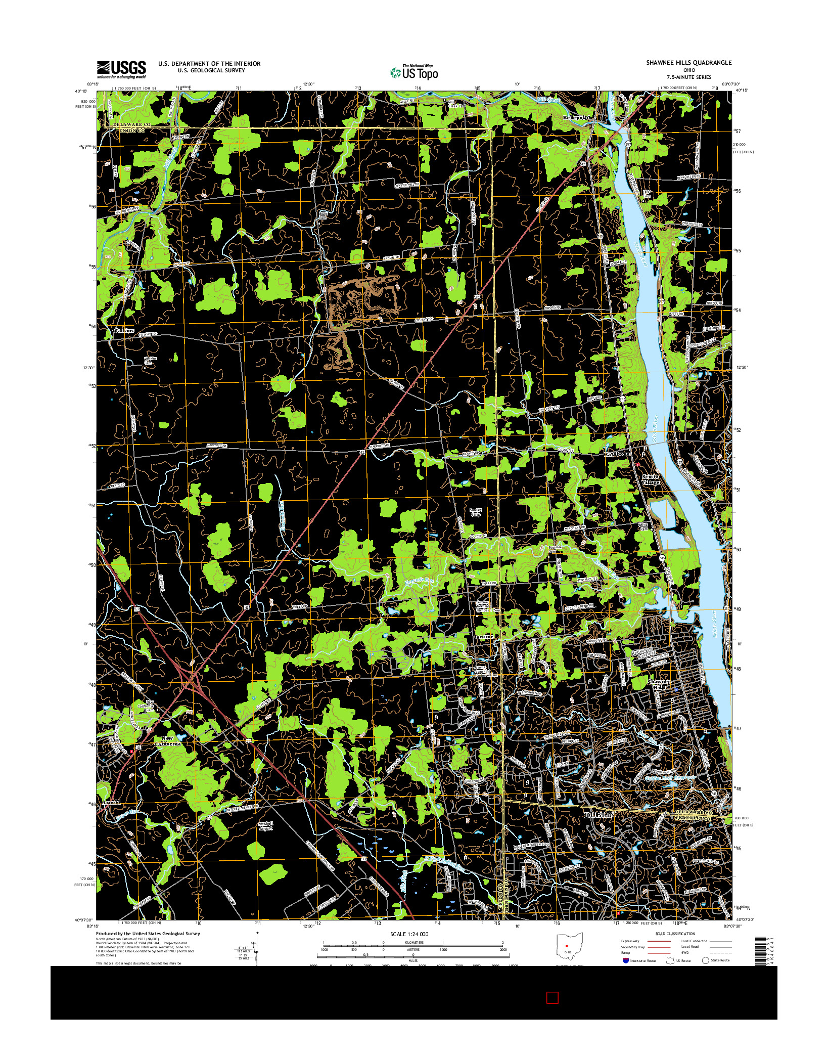 USGS US TOPO 7.5-MINUTE MAP FOR SHAWNEE HILLS, OH 2016