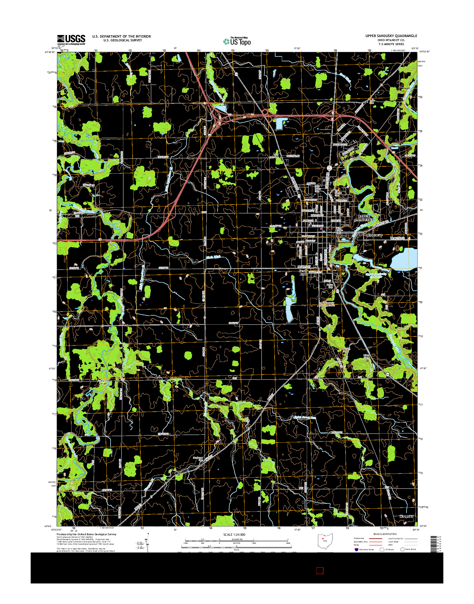 USGS US TOPO 7.5-MINUTE MAP FOR UPPER SANDUSKY, OH 2016