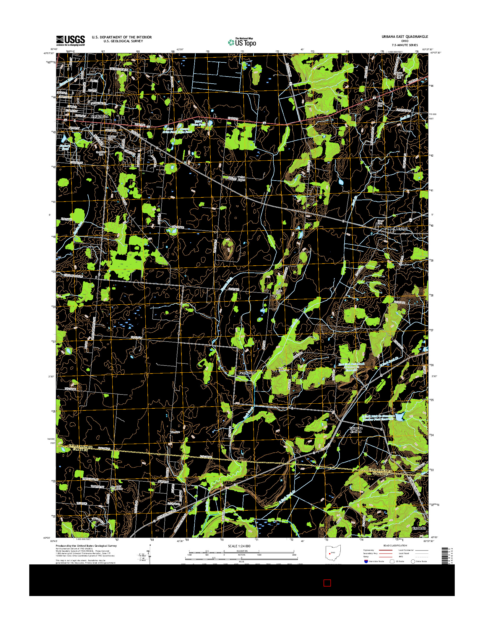 USGS US TOPO 7.5-MINUTE MAP FOR URBANA EAST, OH 2016