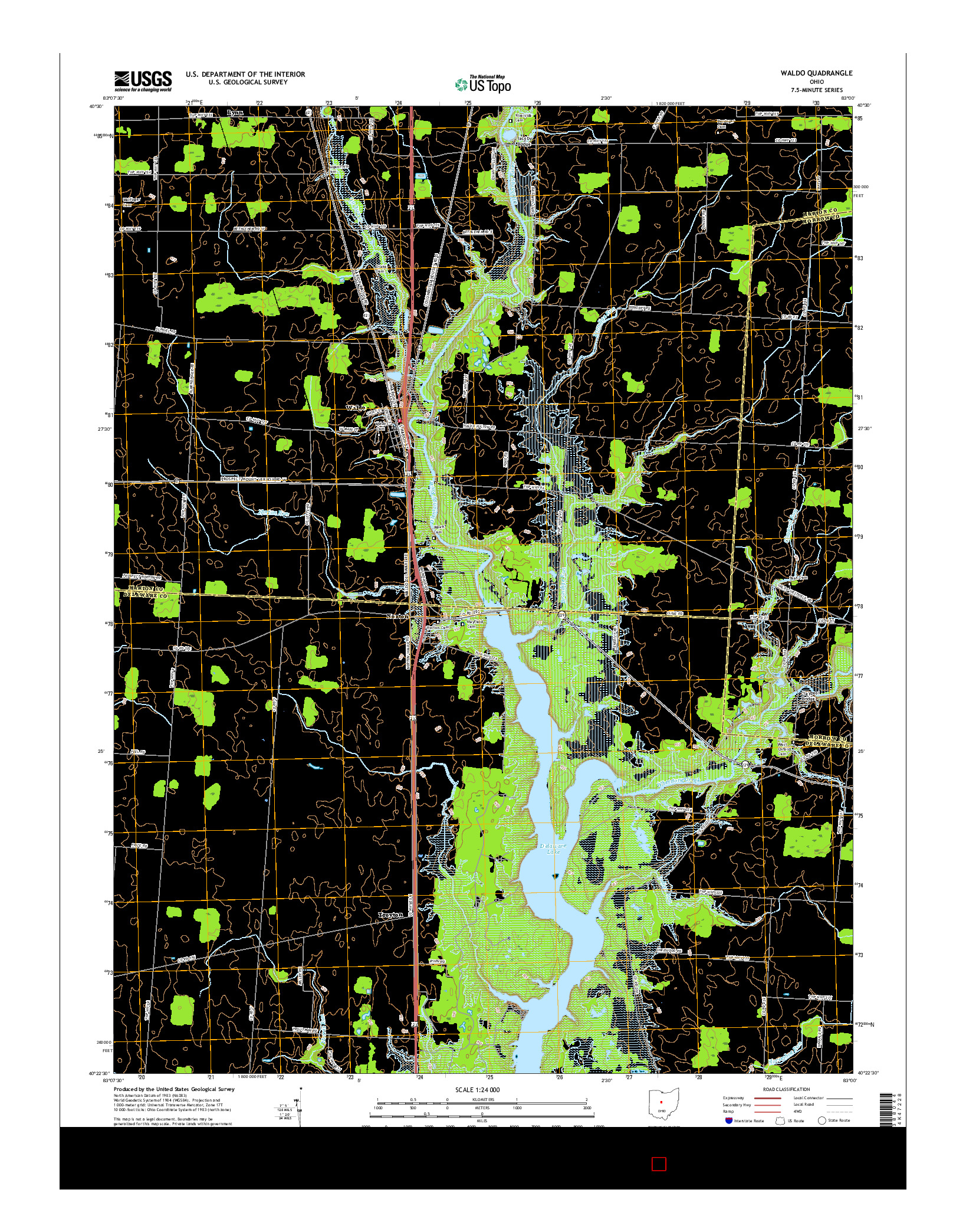 USGS US TOPO 7.5-MINUTE MAP FOR WALDO, OH 2016