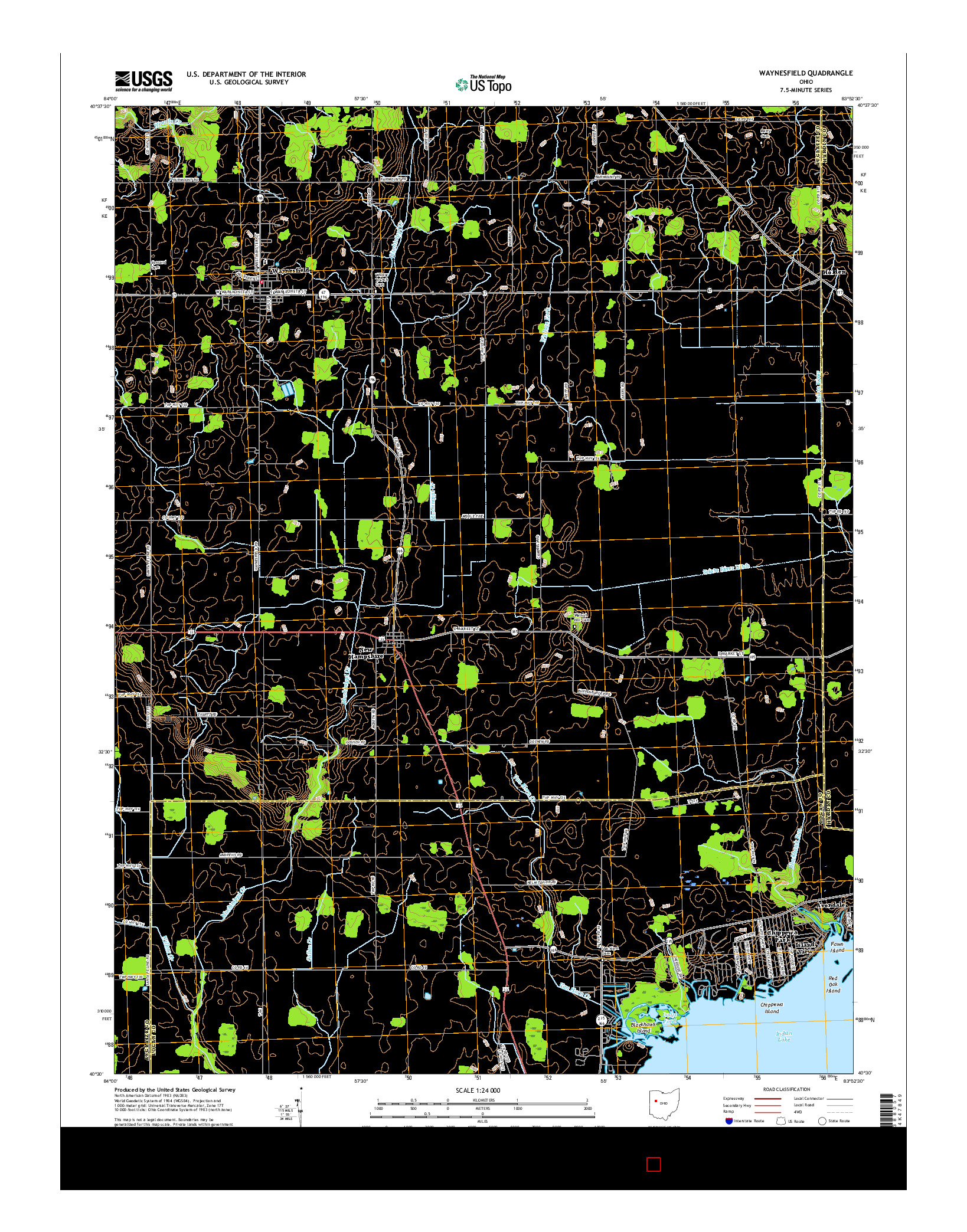 USGS US TOPO 7.5-MINUTE MAP FOR WAYNESFIELD, OH 2016