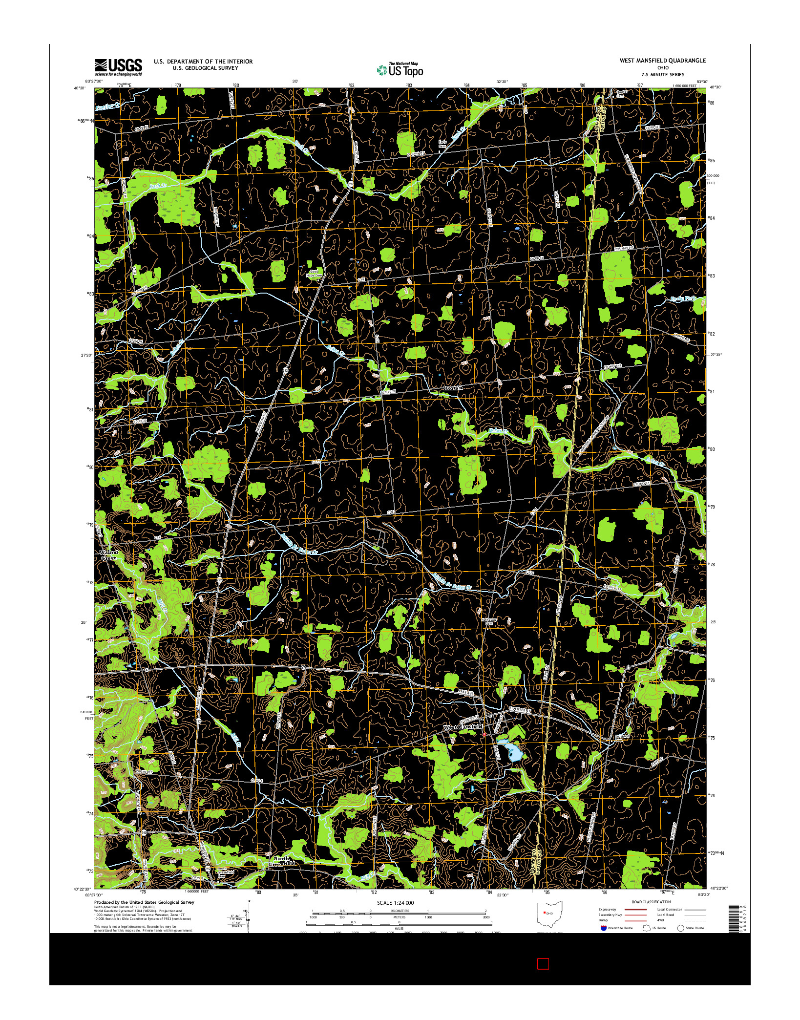 USGS US TOPO 7.5-MINUTE MAP FOR WEST MANSFIELD, OH 2016