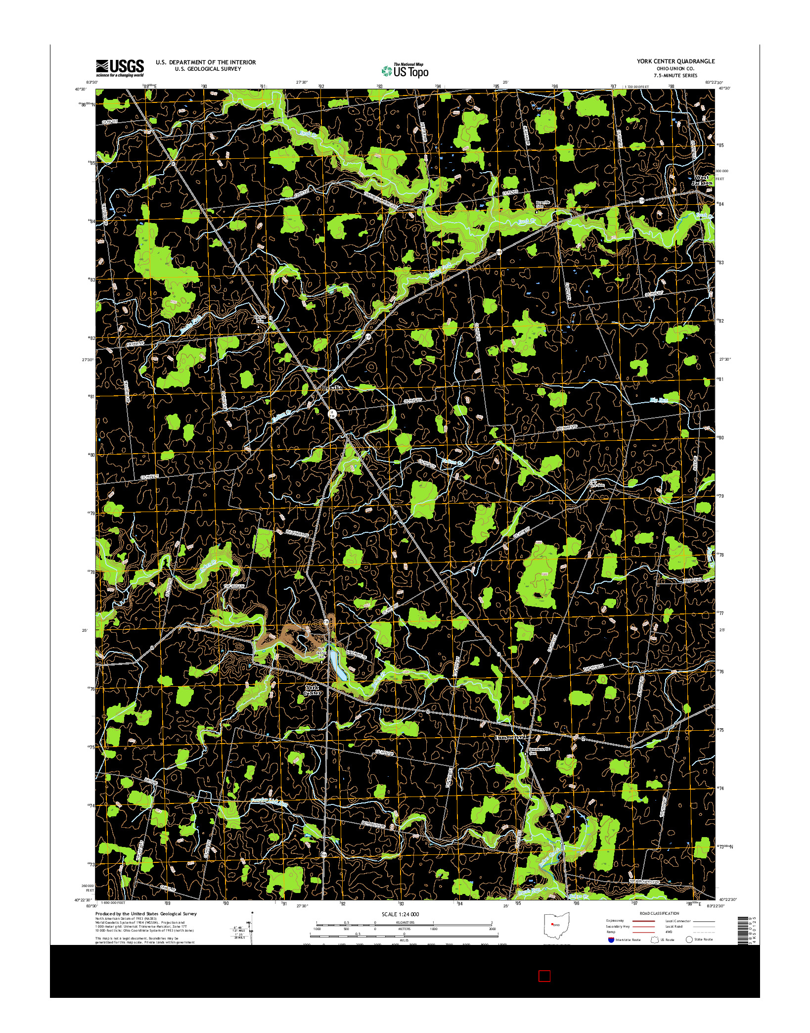 USGS US TOPO 7.5-MINUTE MAP FOR YORK CENTER, OH 2016