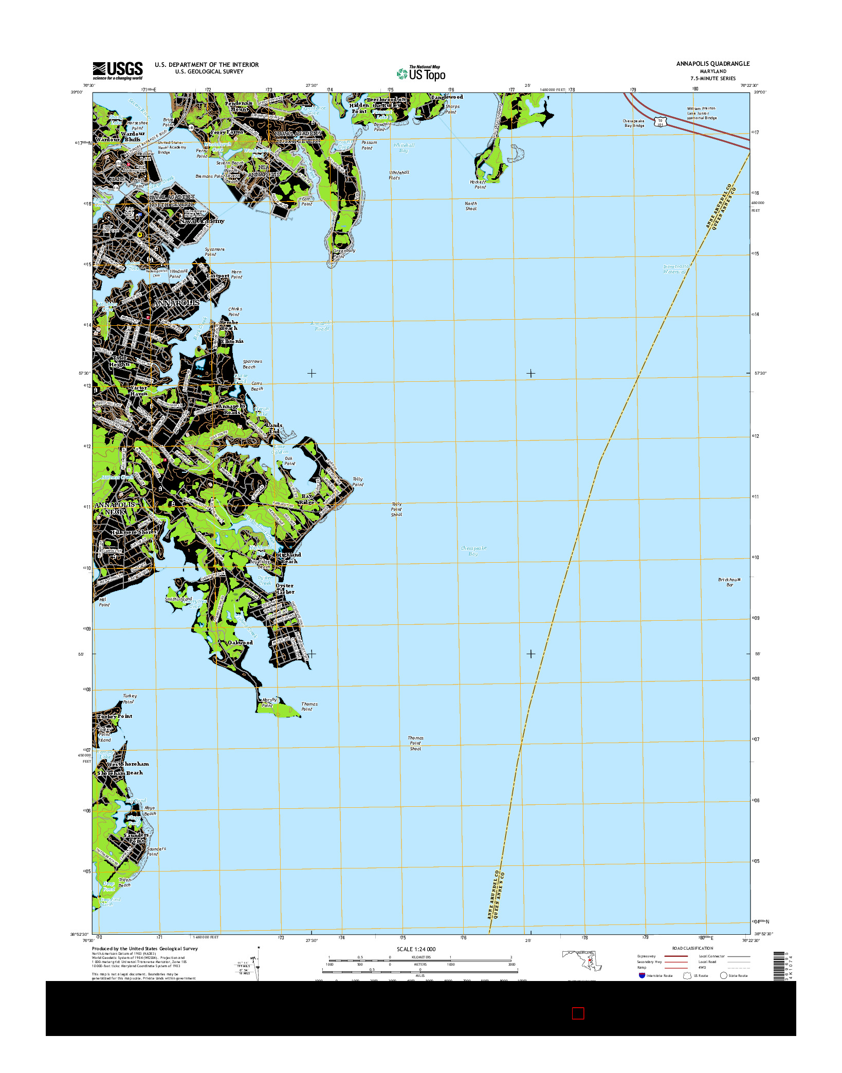 USGS US TOPO 7.5-MINUTE MAP FOR ANNAPOLIS, MD 2016