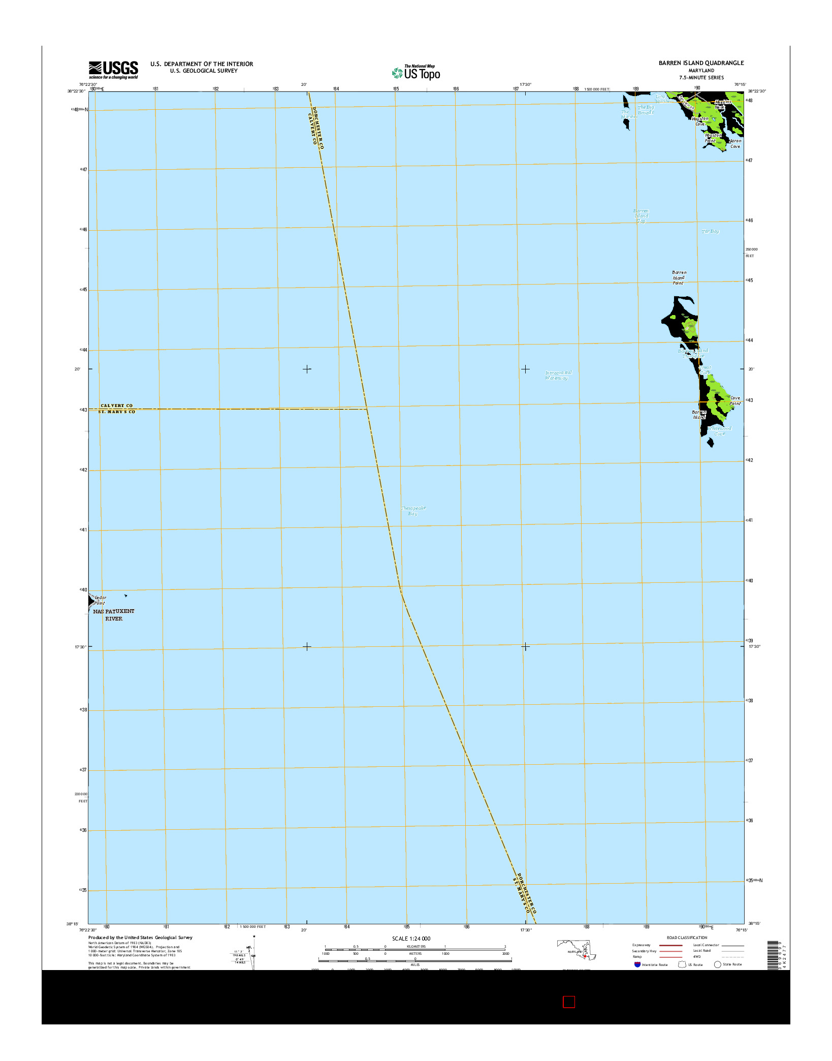 USGS US TOPO 7.5-MINUTE MAP FOR BARREN ISLAND, MD 2016