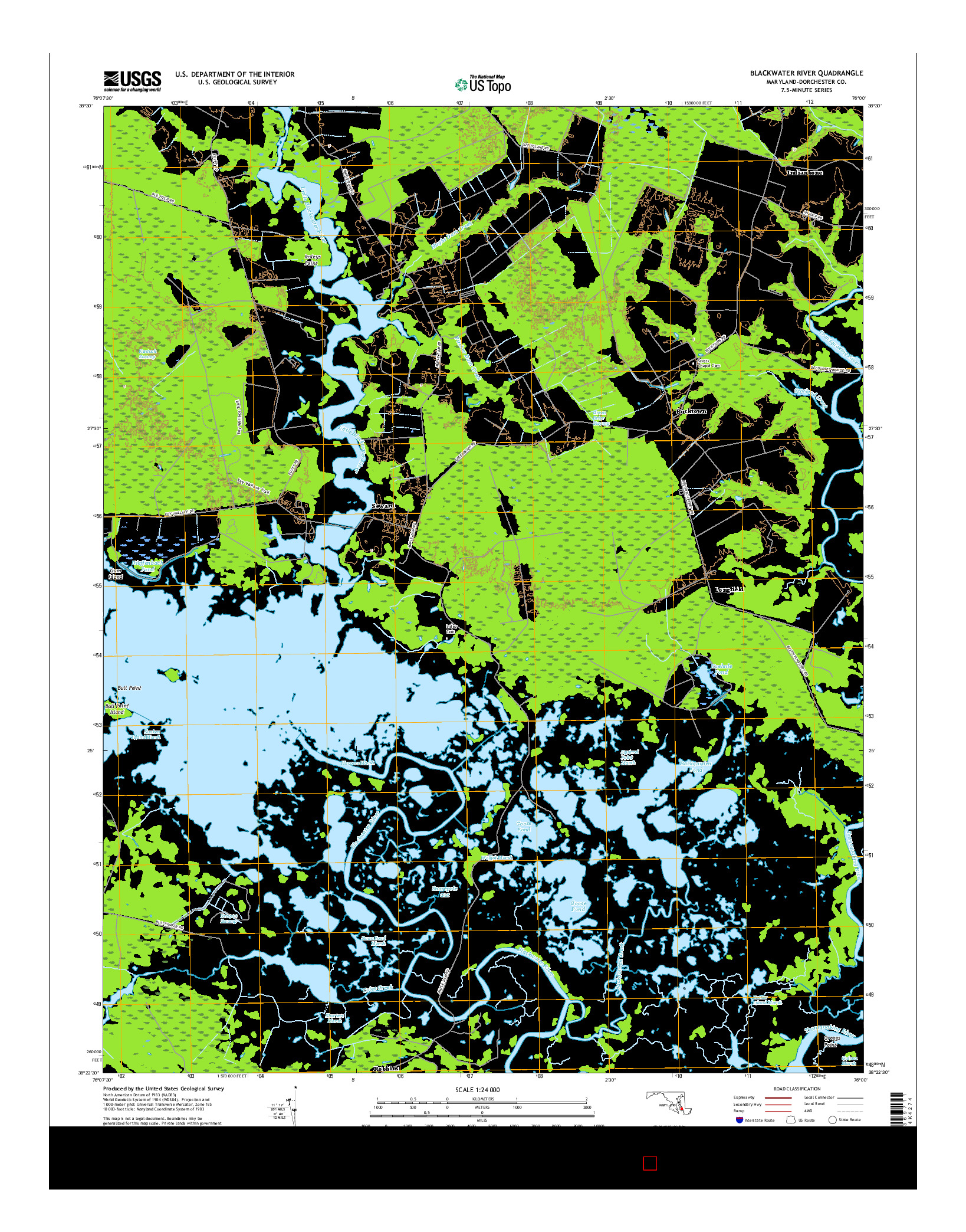 USGS US TOPO 7.5-MINUTE MAP FOR BLACKWATER RIVER, MD 2016