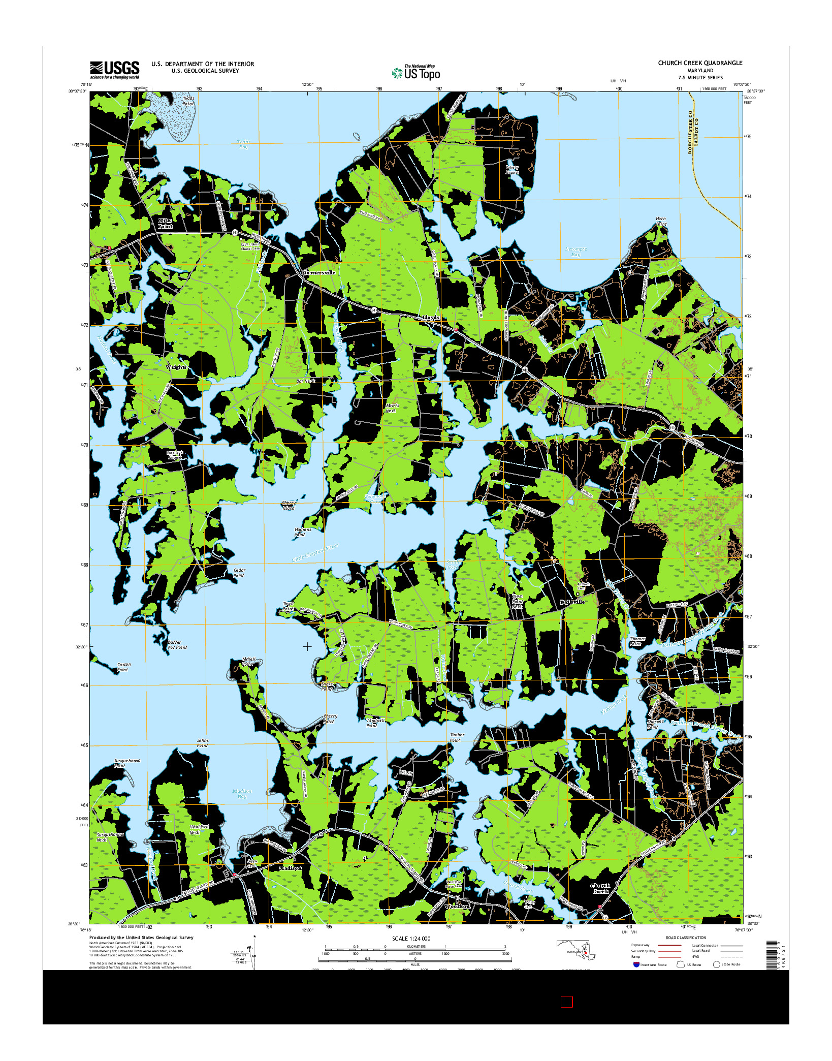 USGS US TOPO 7.5-MINUTE MAP FOR CHURCH CREEK, MD 2016