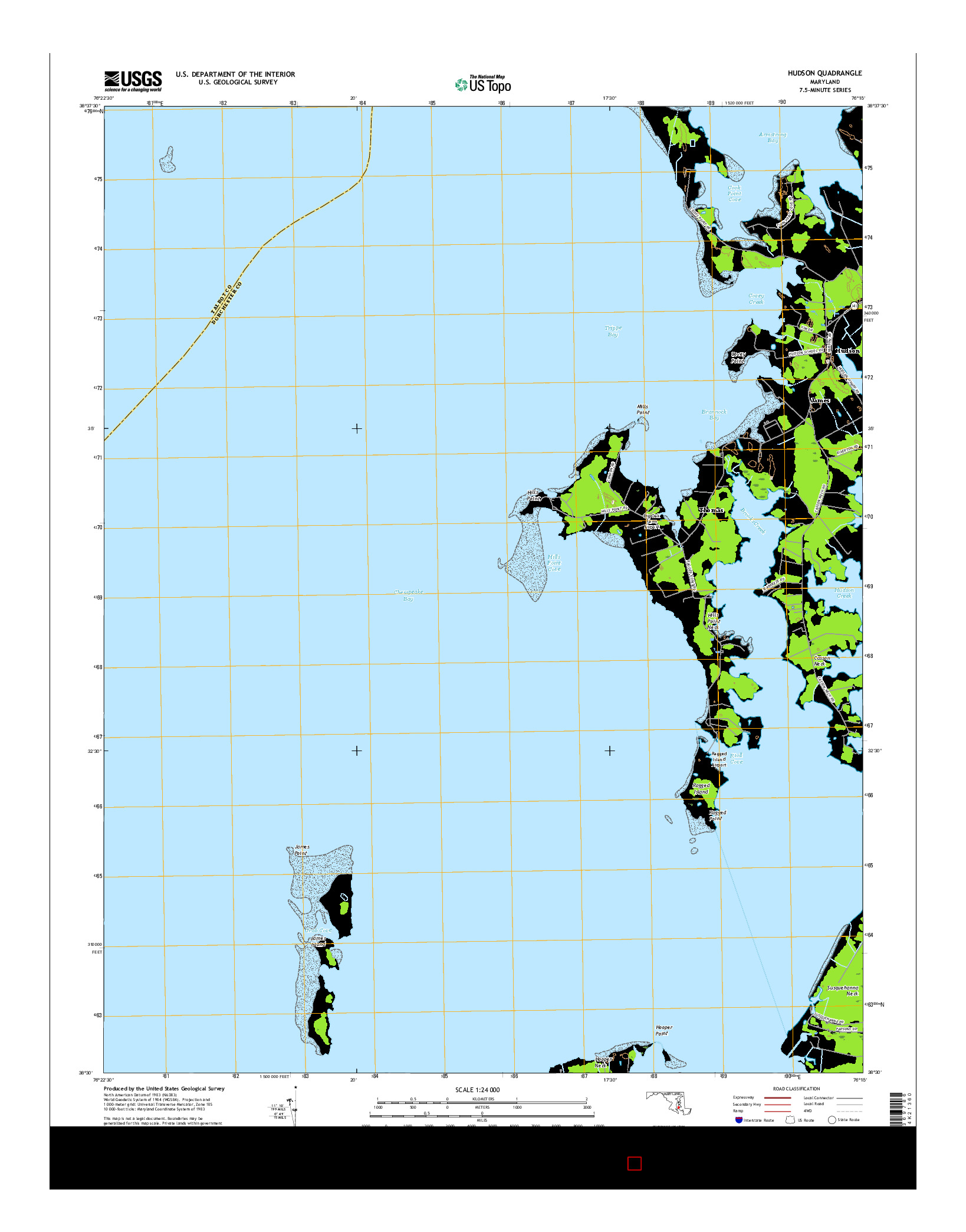 USGS US TOPO 7.5-MINUTE MAP FOR HUDSON, MD 2016