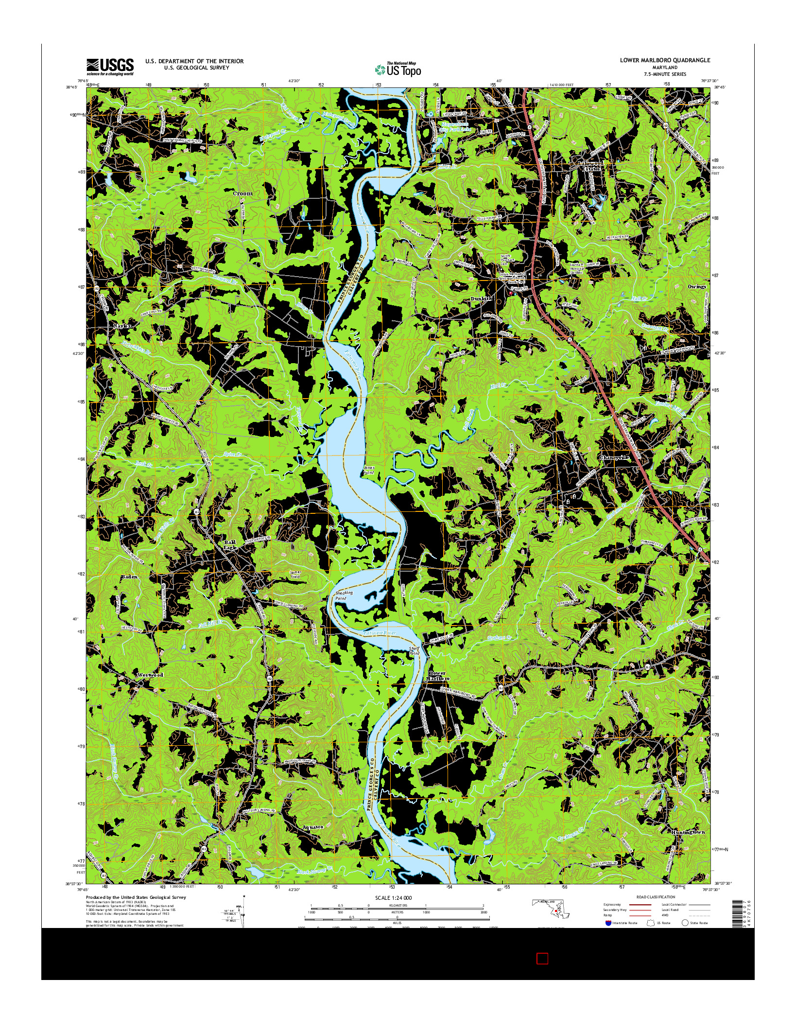 USGS US TOPO 7.5-MINUTE MAP FOR LOWER MARLBORO, MD 2016