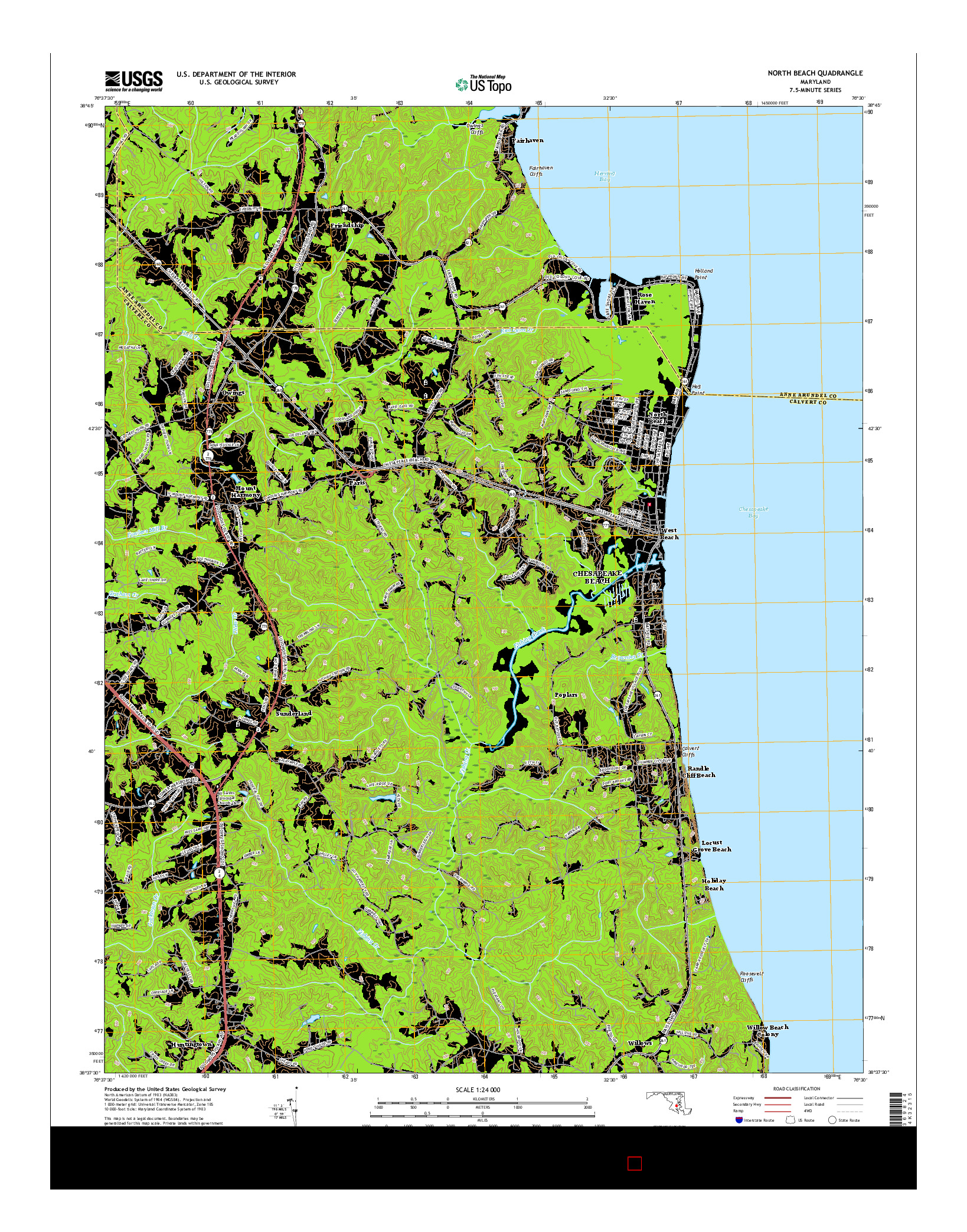 USGS US TOPO 7.5-MINUTE MAP FOR NORTH BEACH, MD 2016
