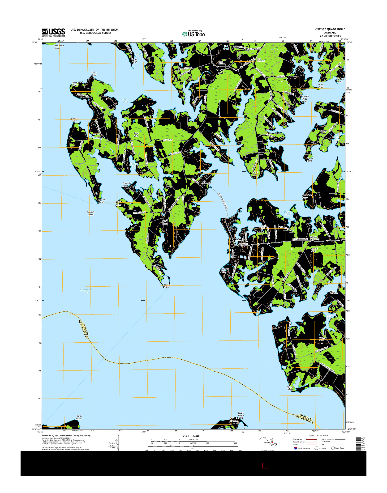 USGS US TOPO 7.5-MINUTE MAP FOR OXFORD, MD 2016