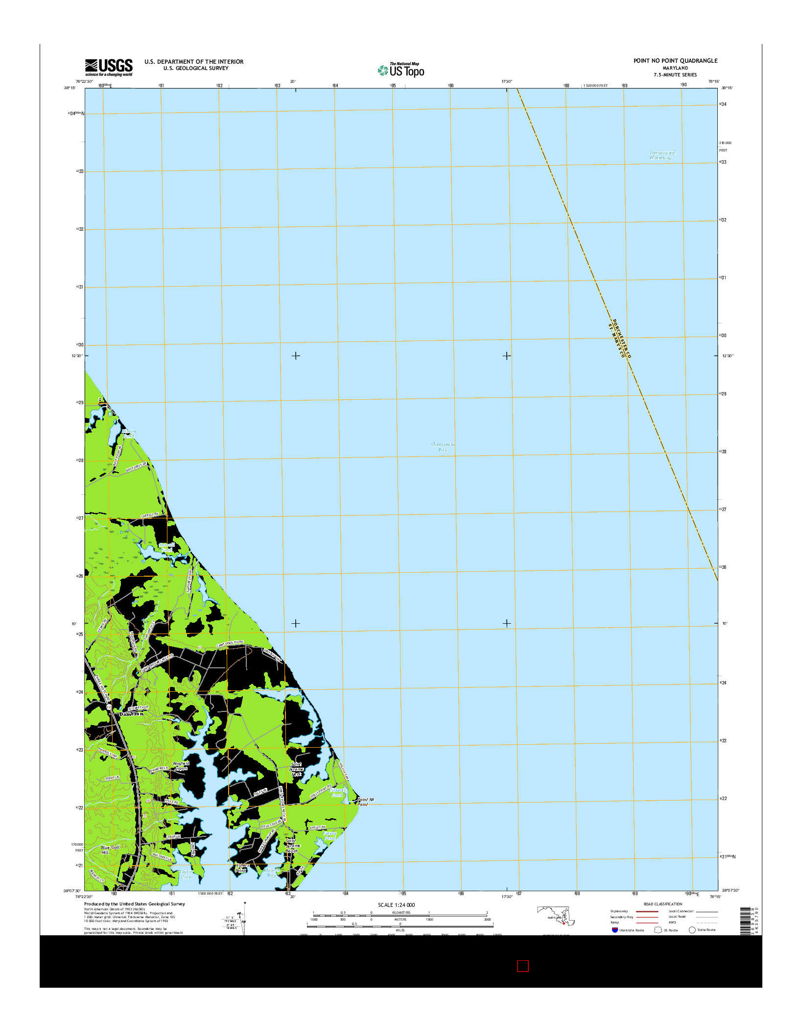 USGS US TOPO 7.5-MINUTE MAP FOR POINT NO POINT, MD 2016