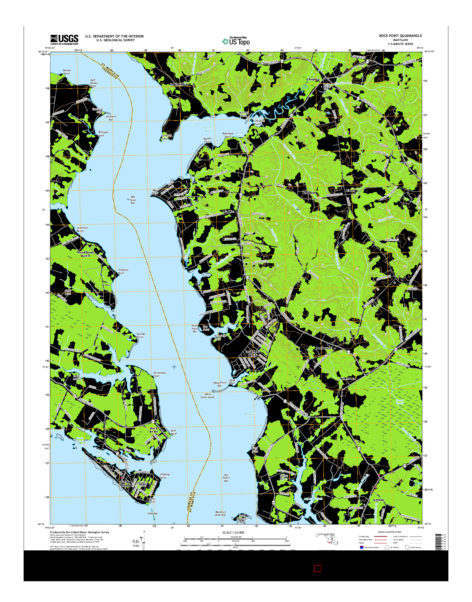 USGS US TOPO 7.5-MINUTE MAP FOR ROCK POINT, MD 2016