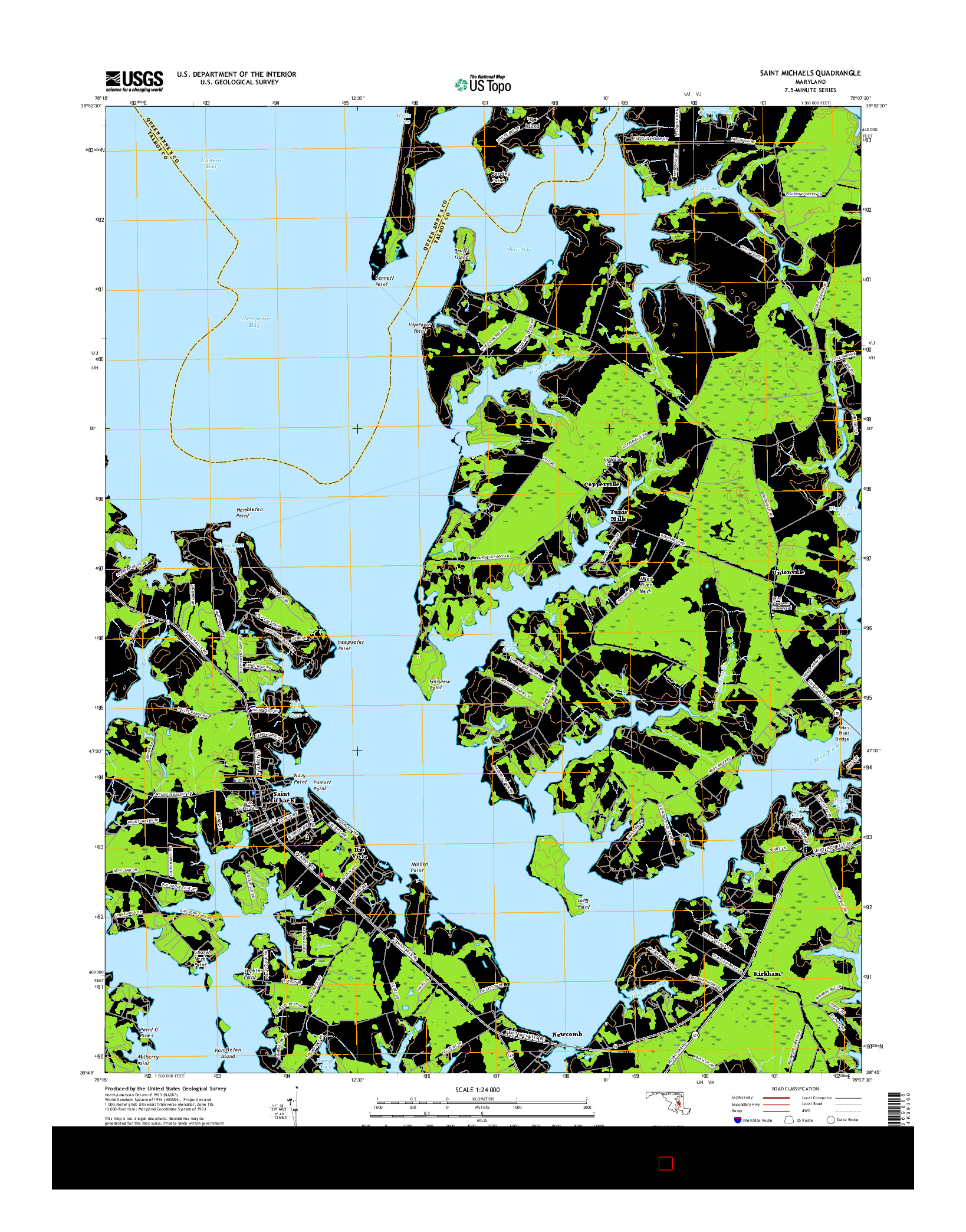 USGS US TOPO 7.5-MINUTE MAP FOR SAINT MICHAELS, MD 2016