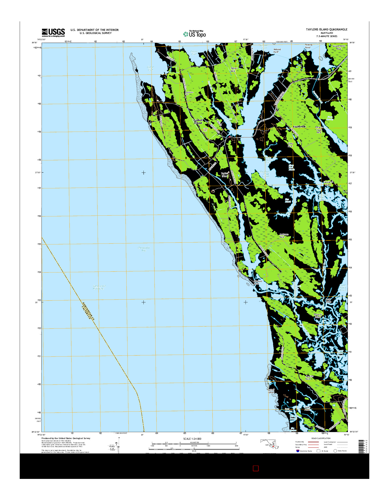 USGS US TOPO 7.5-MINUTE MAP FOR TAYLORS ISLAND, MD 2016