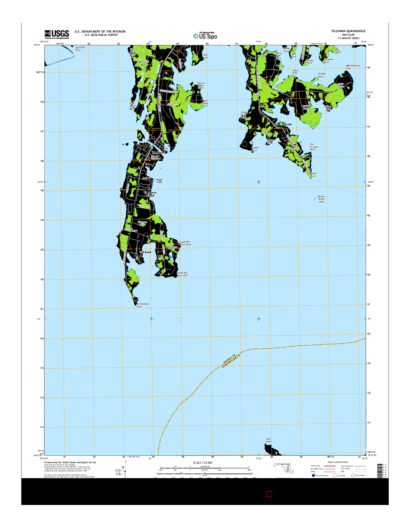 USGS US TOPO 7.5-MINUTE MAP FOR TILGHMAN, MD 2016