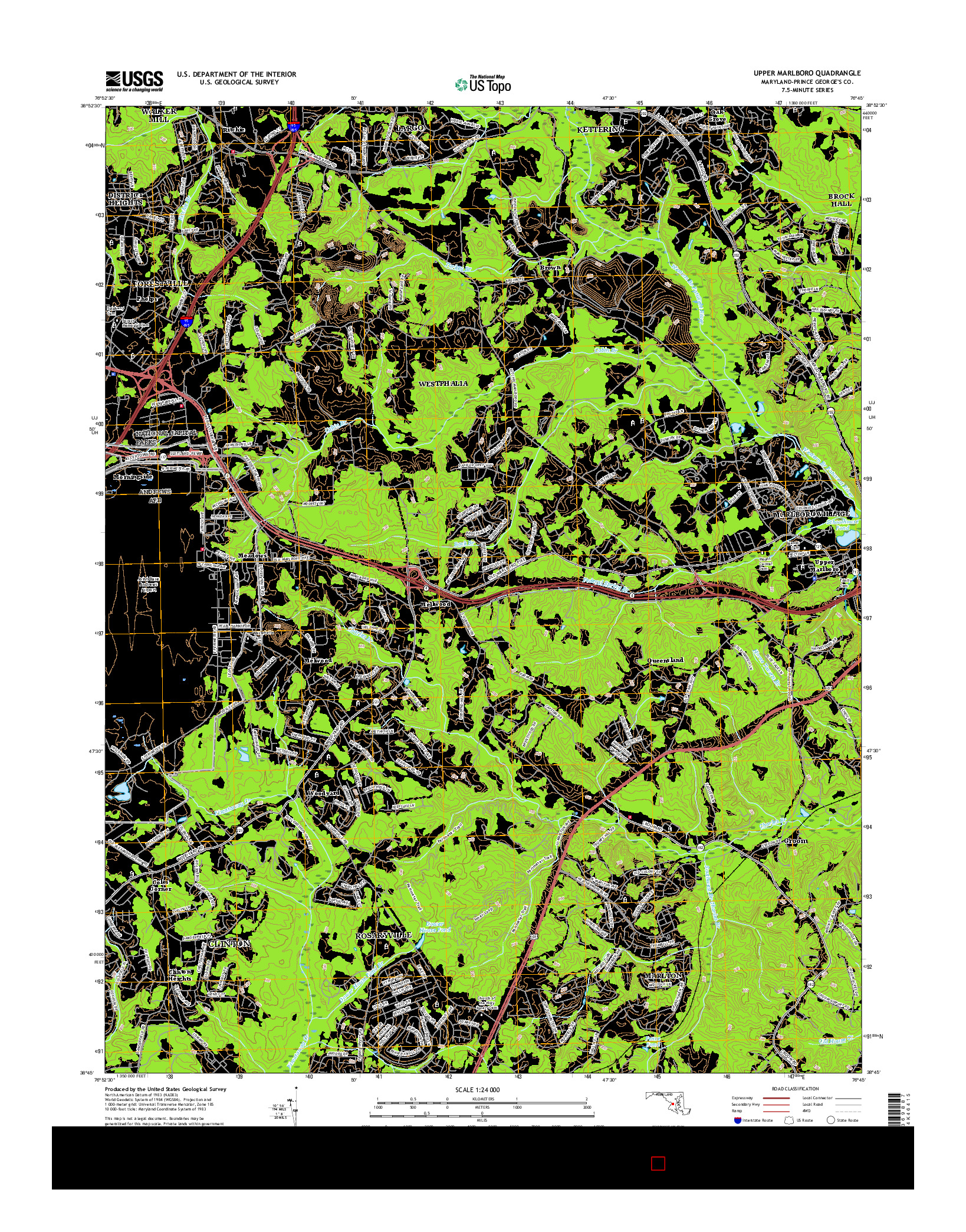 USGS US TOPO 7.5-MINUTE MAP FOR UPPER MARLBORO, MD 2016