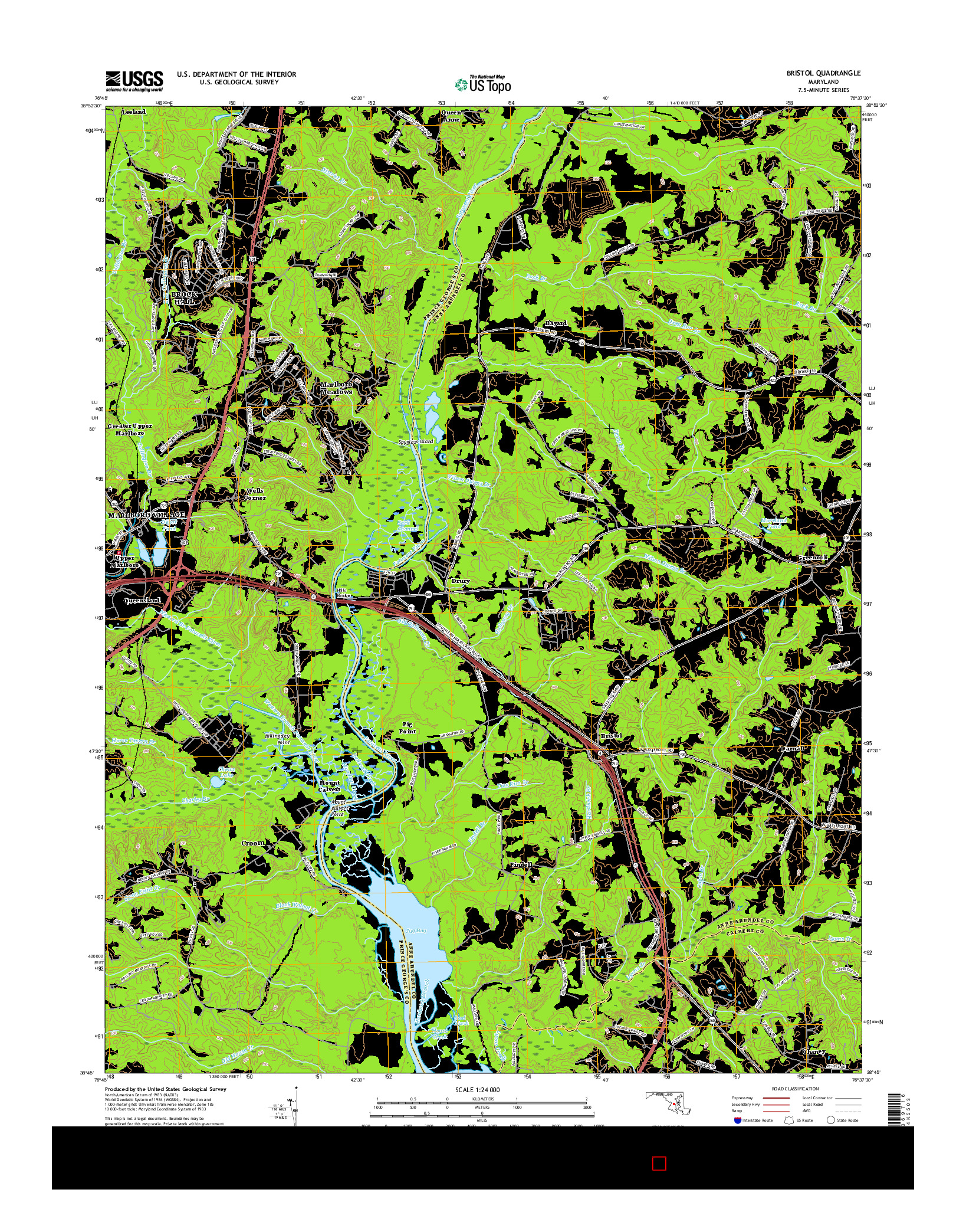 USGS US TOPO 7.5-MINUTE MAP FOR BRISTOL, MD 2016