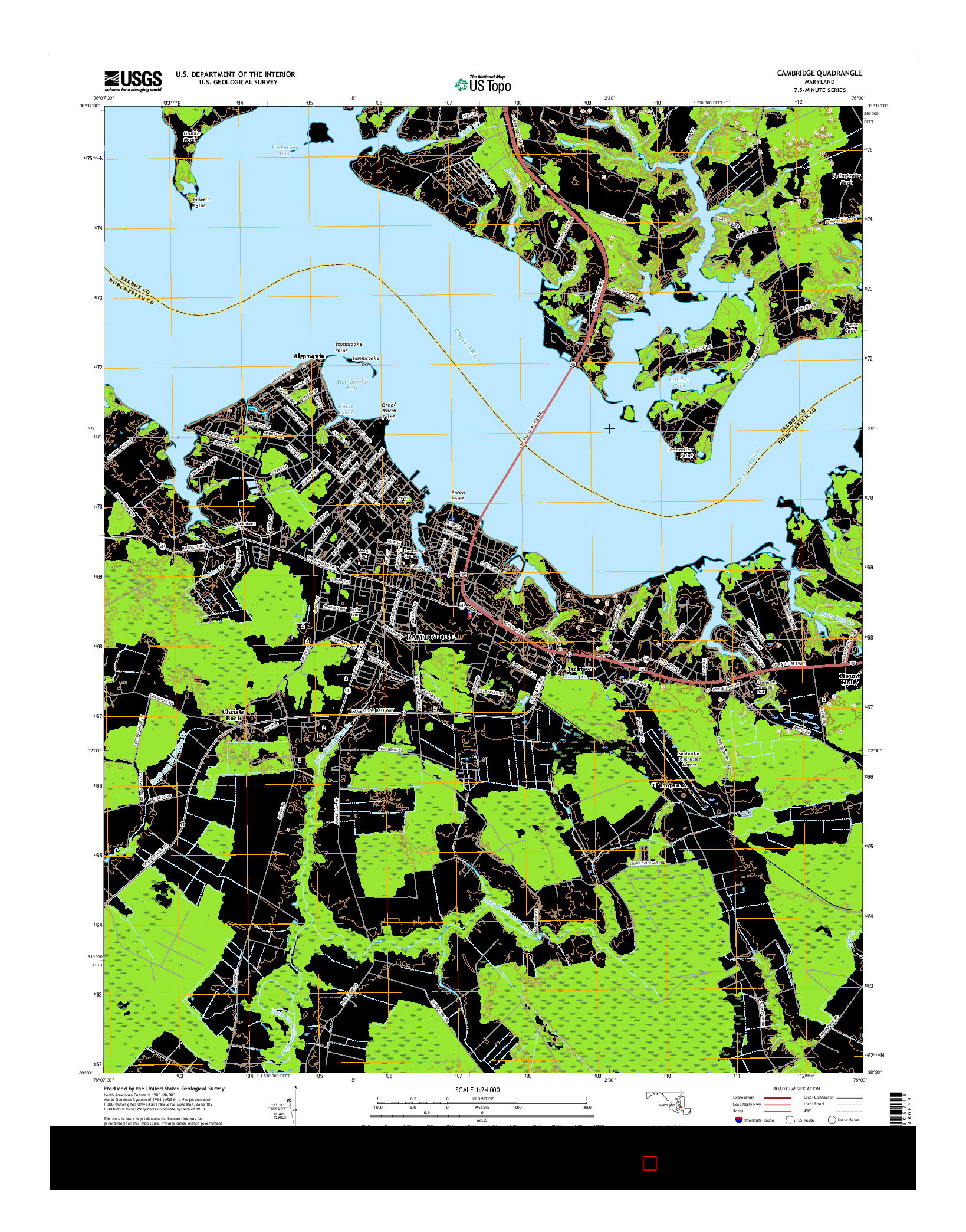 USGS US TOPO 7.5-MINUTE MAP FOR CAMBRIDGE, MD 2016