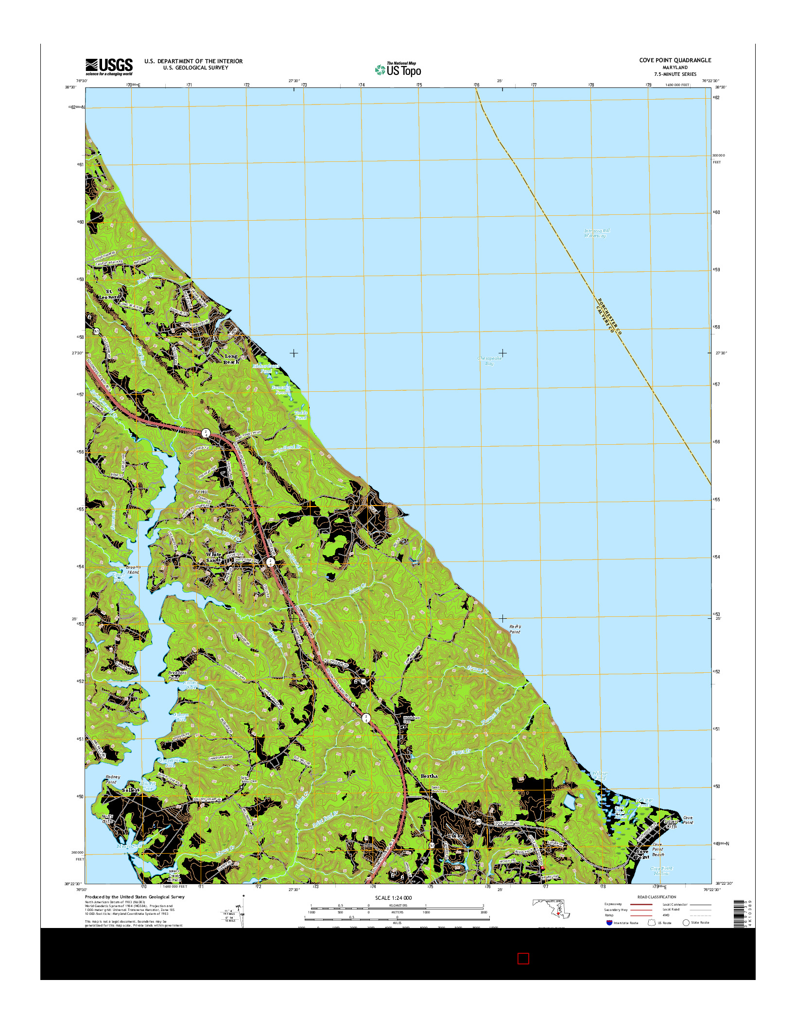 USGS US TOPO 7.5-MINUTE MAP FOR COVE POINT, MD 2016