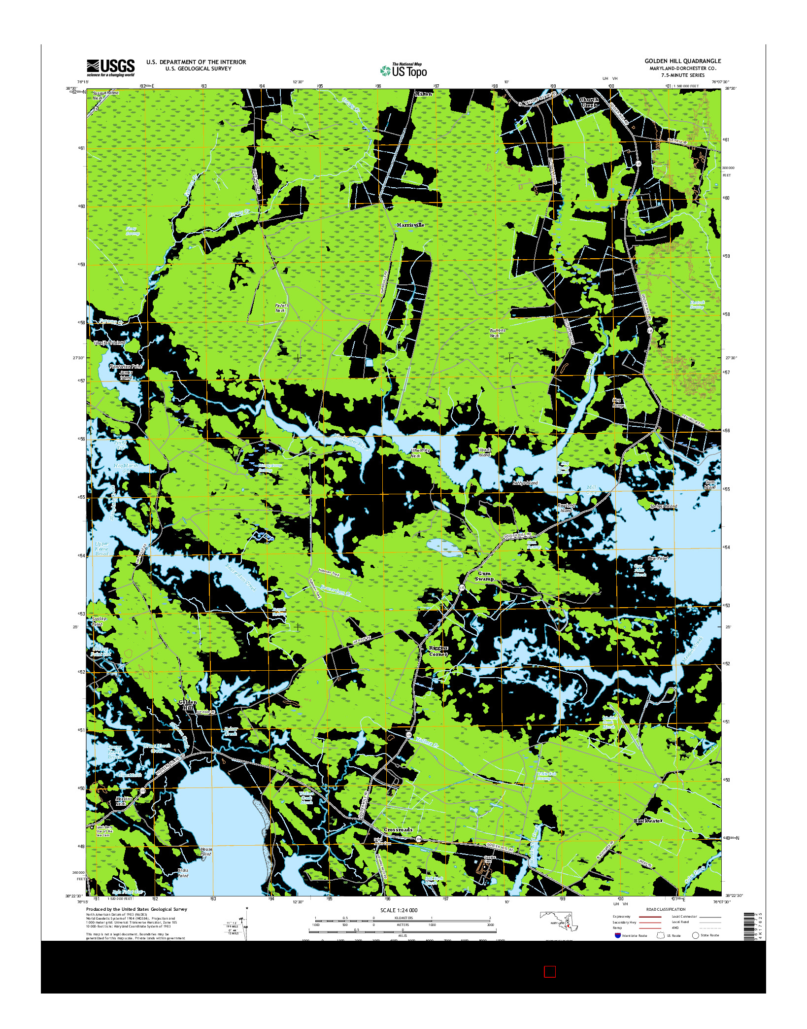 USGS US TOPO 7.5-MINUTE MAP FOR GOLDEN HILL, MD 2016