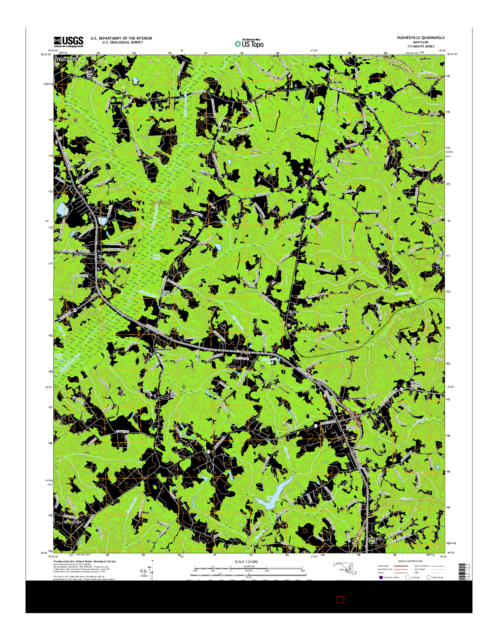 USGS US TOPO 7.5-MINUTE MAP FOR HUGHESVILLE, MD 2016