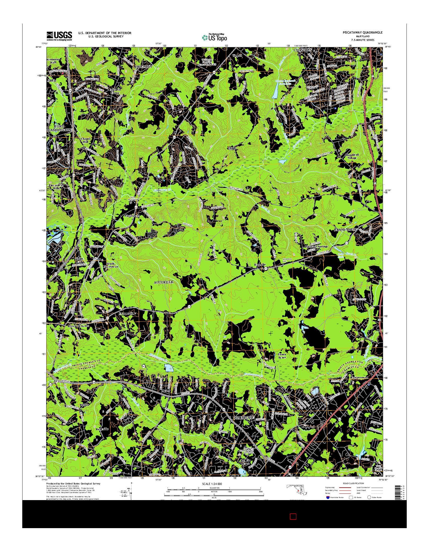 USGS US TOPO 7.5-MINUTE MAP FOR PISCATAWAY, MD 2016