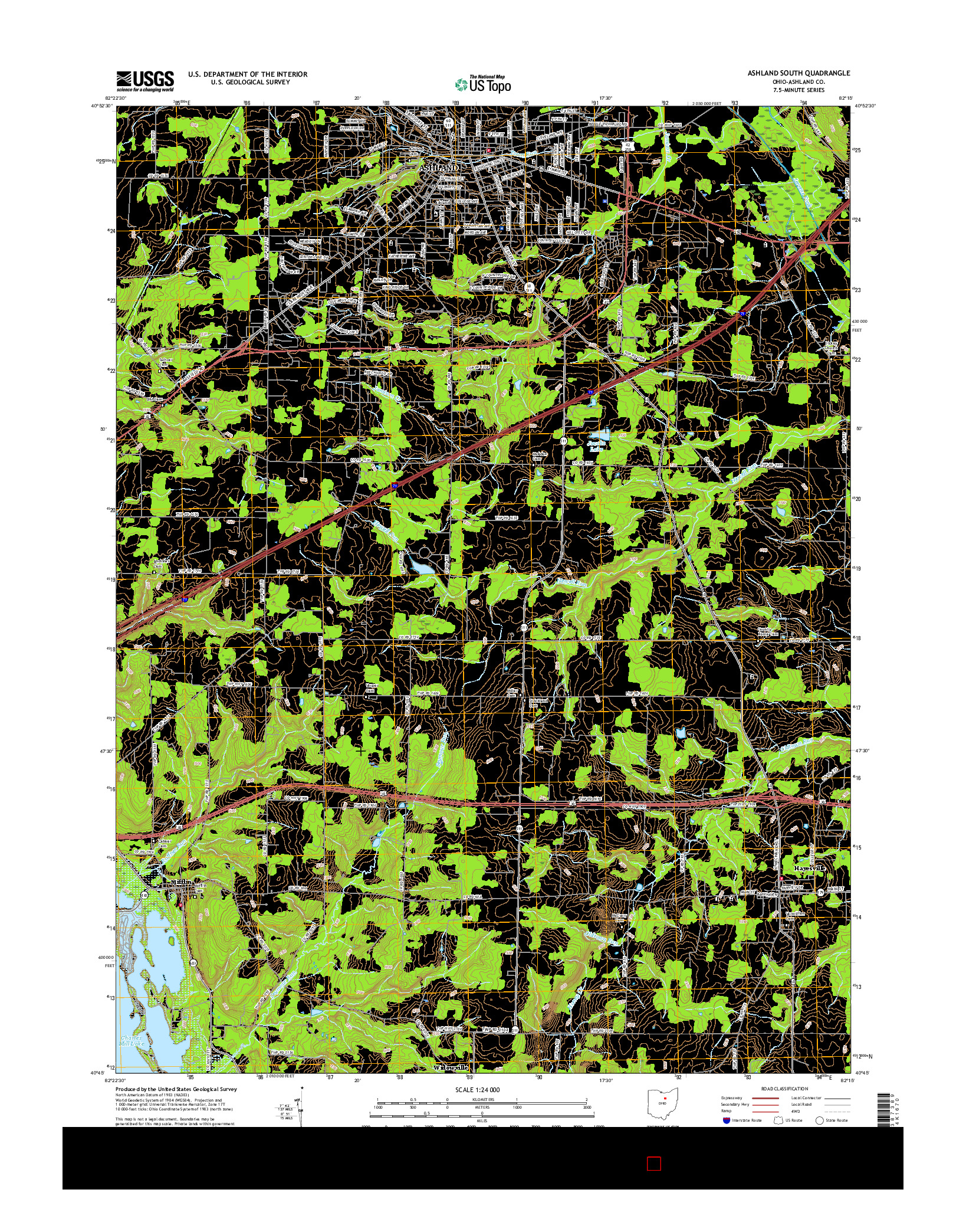 USGS US TOPO 7.5-MINUTE MAP FOR ASHLAND SOUTH, OH 2016