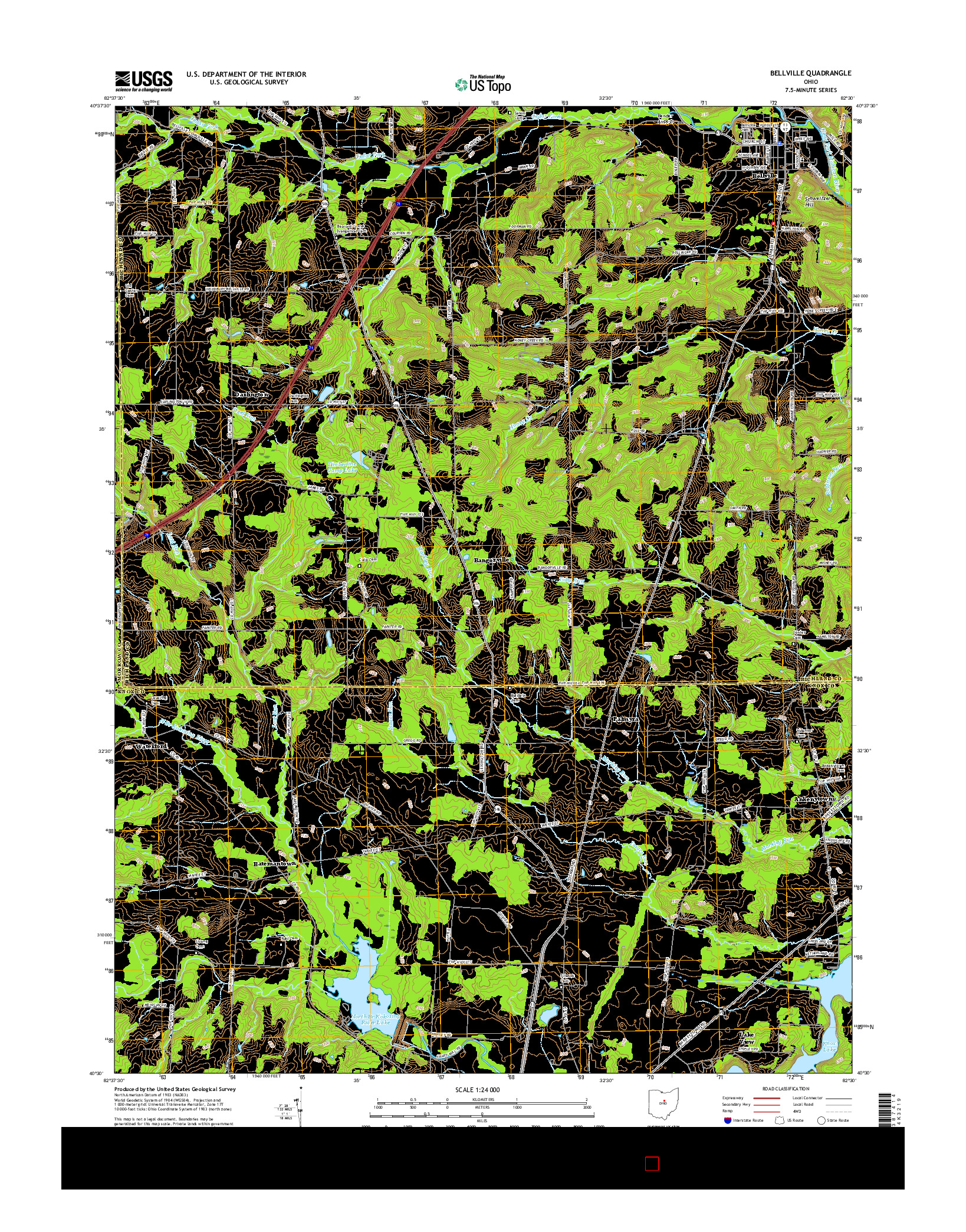 USGS US TOPO 7.5-MINUTE MAP FOR BELLVILLE, OH 2016