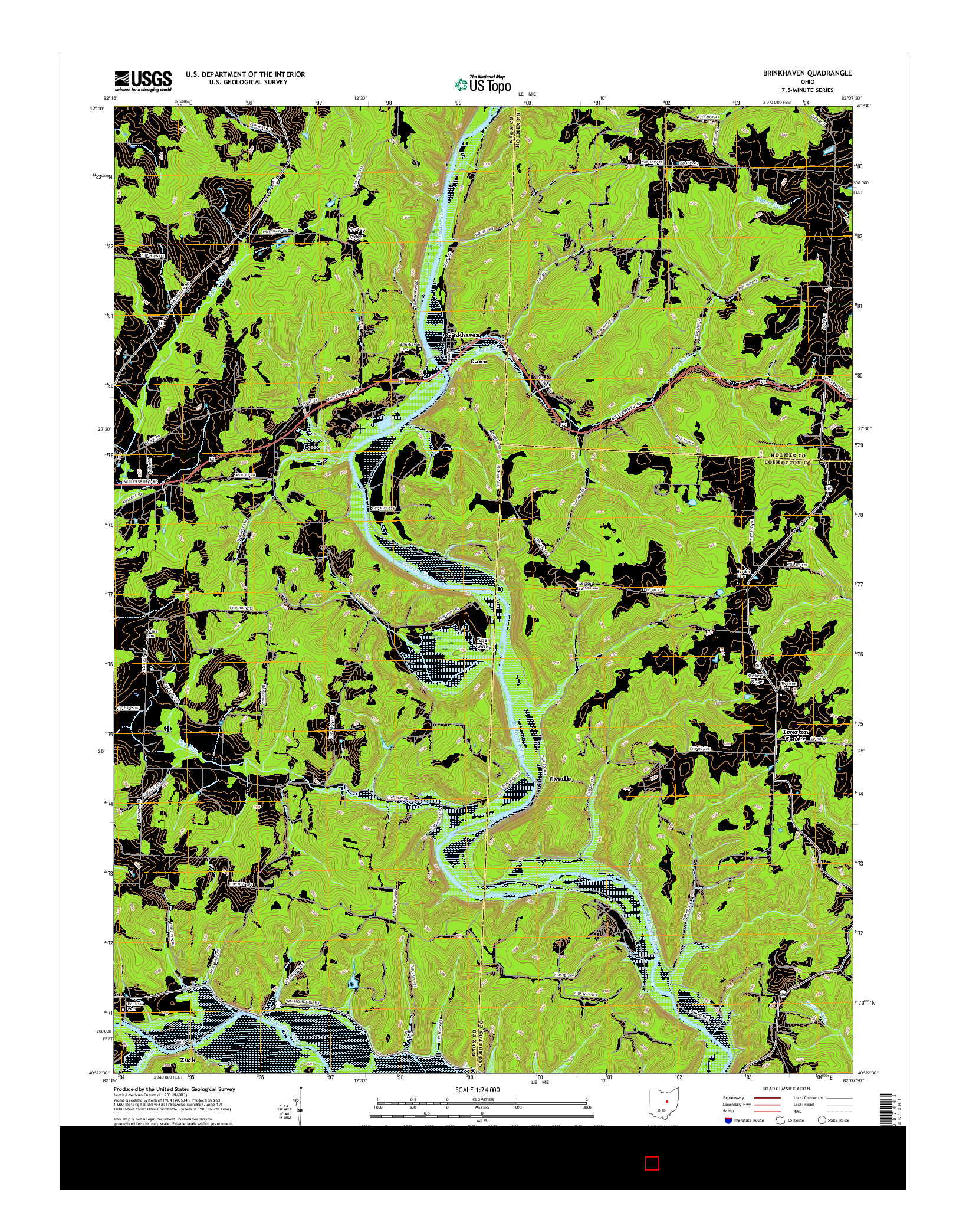 USGS US TOPO 7.5-MINUTE MAP FOR BRINKHAVEN, OH 2016