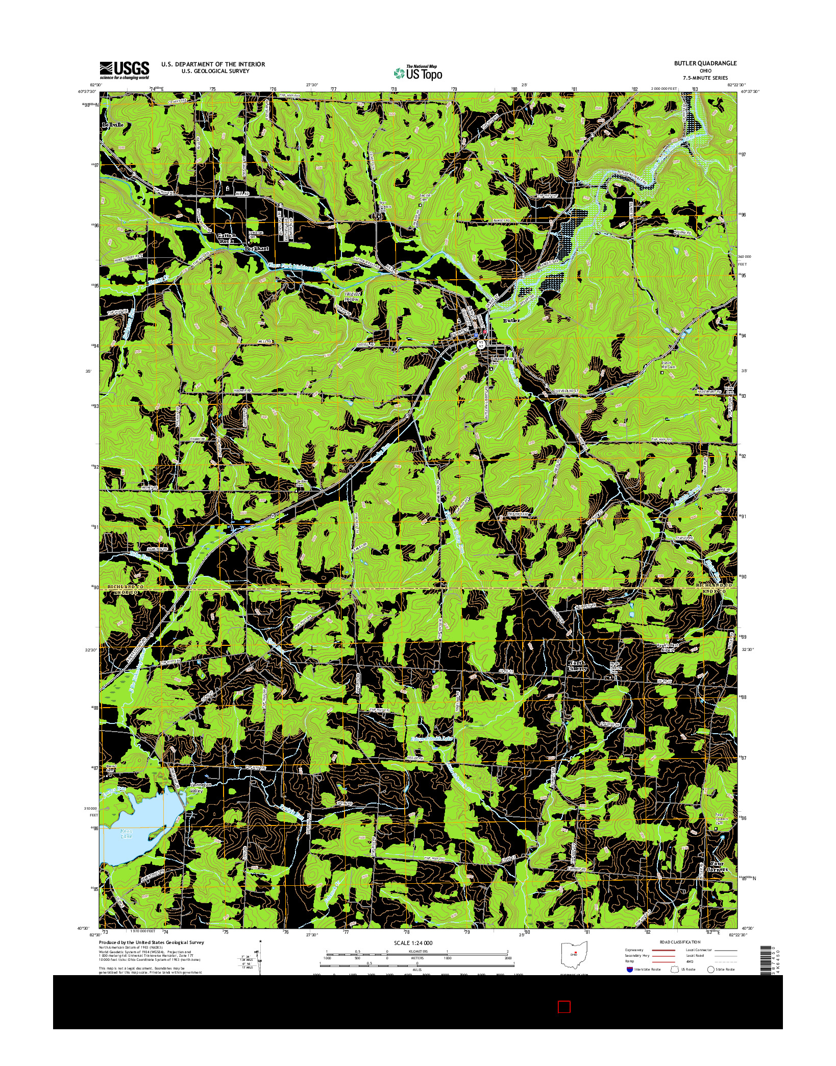 USGS US TOPO 7.5-MINUTE MAP FOR BUTLER, OH 2016