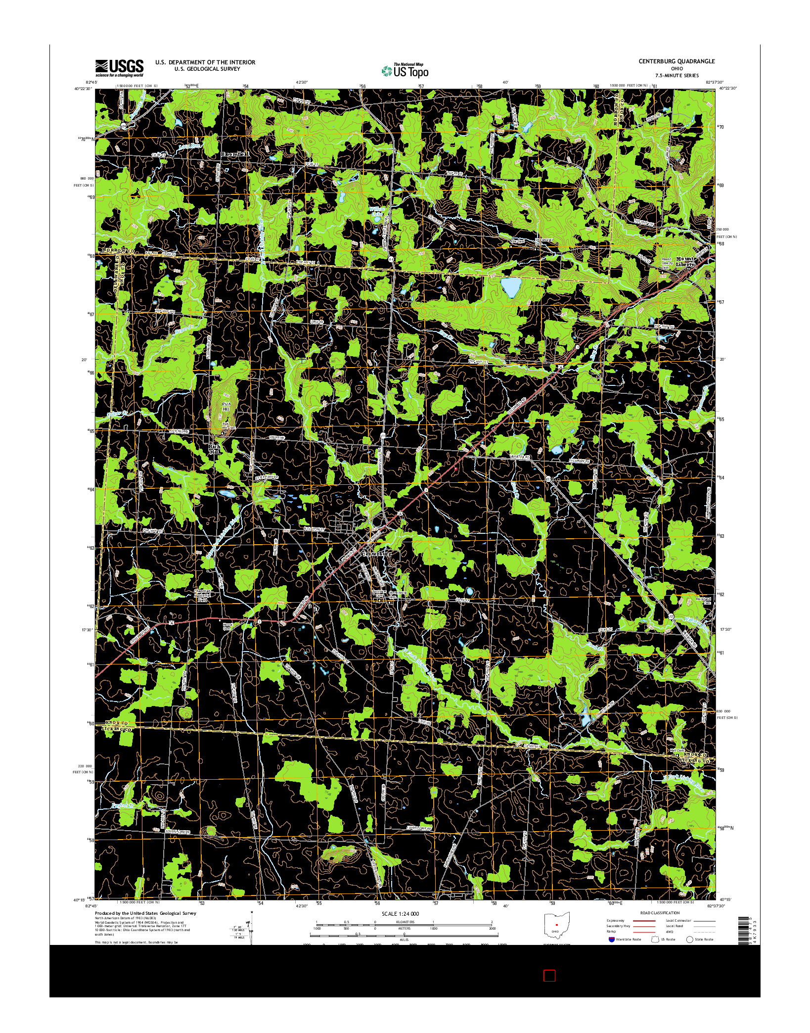 USGS US TOPO 7.5-MINUTE MAP FOR CENTERBURG, OH 2016