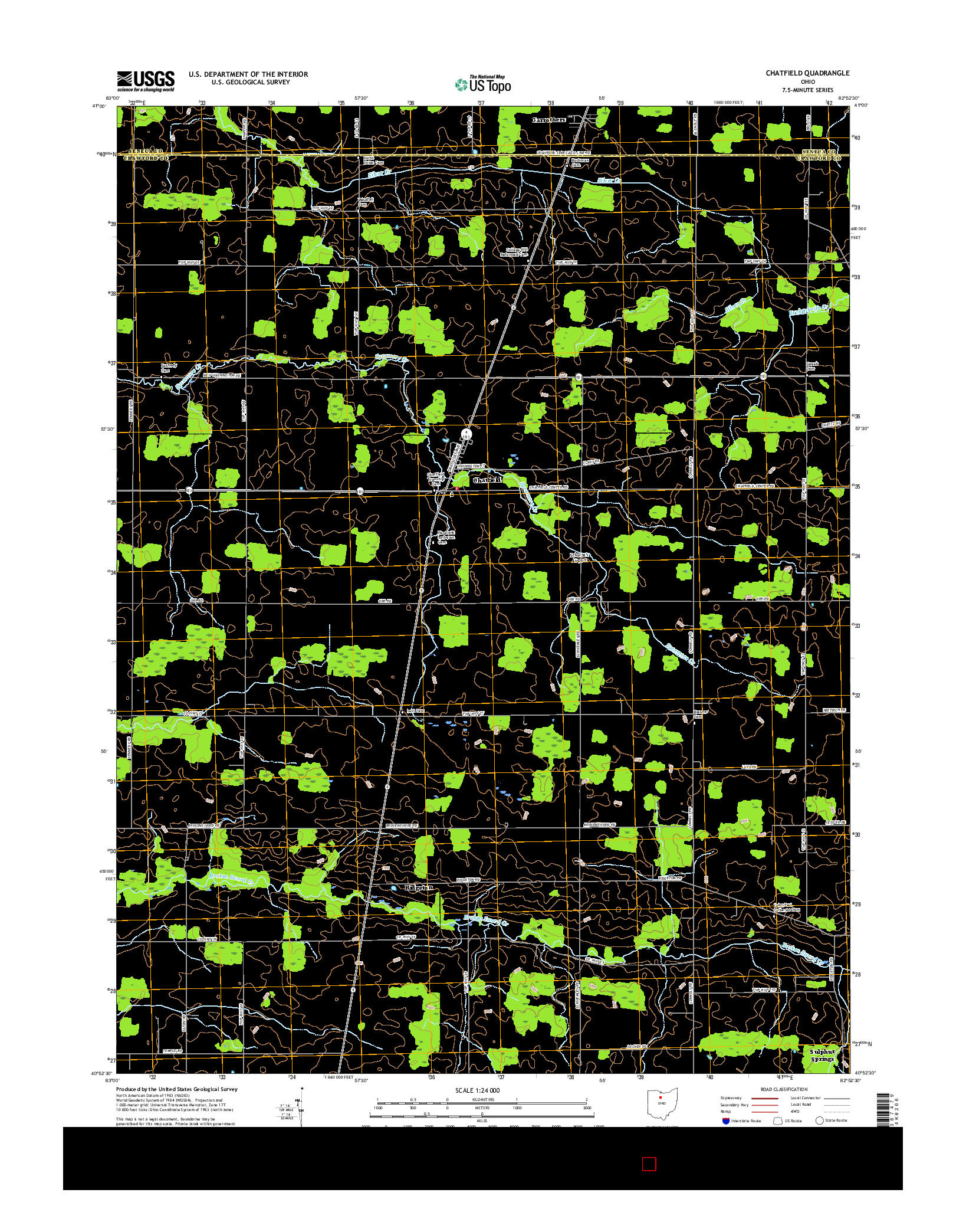 USGS US TOPO 7.5-MINUTE MAP FOR CHATFIELD, OH 2016