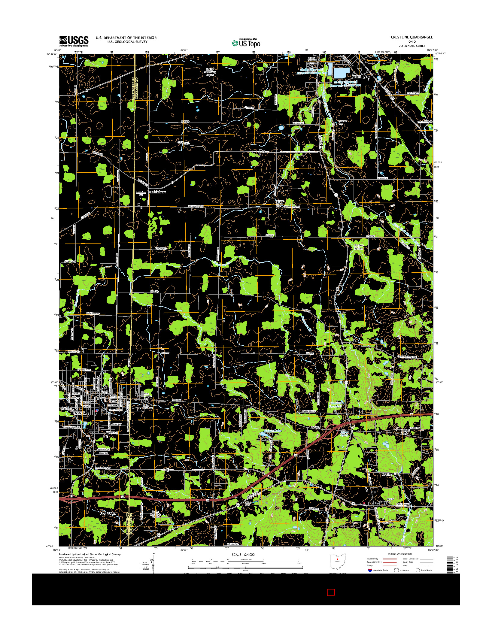 USGS US TOPO 7.5-MINUTE MAP FOR CRESTLINE, OH 2016