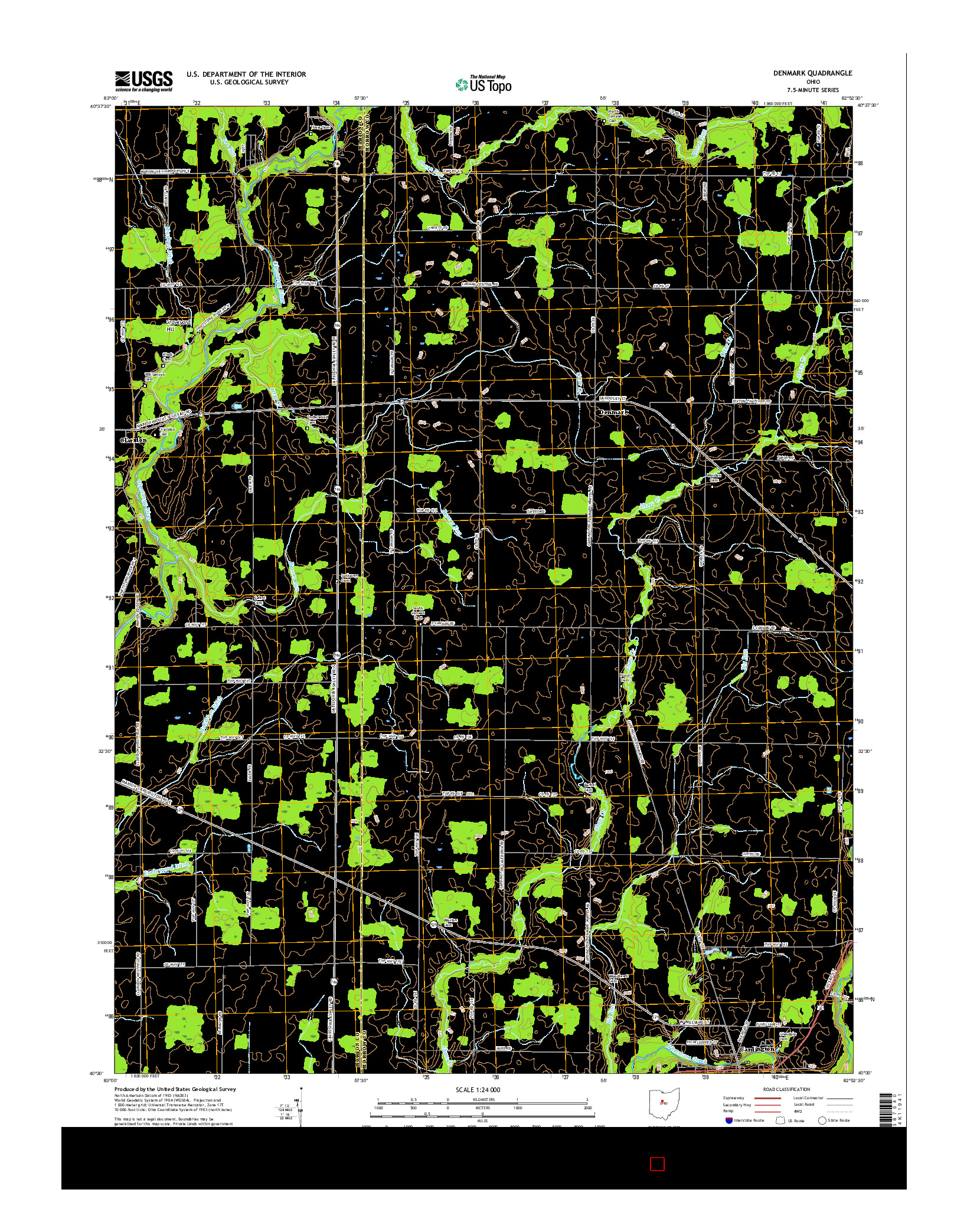 USGS US TOPO 7.5-MINUTE MAP FOR DENMARK, OH 2016