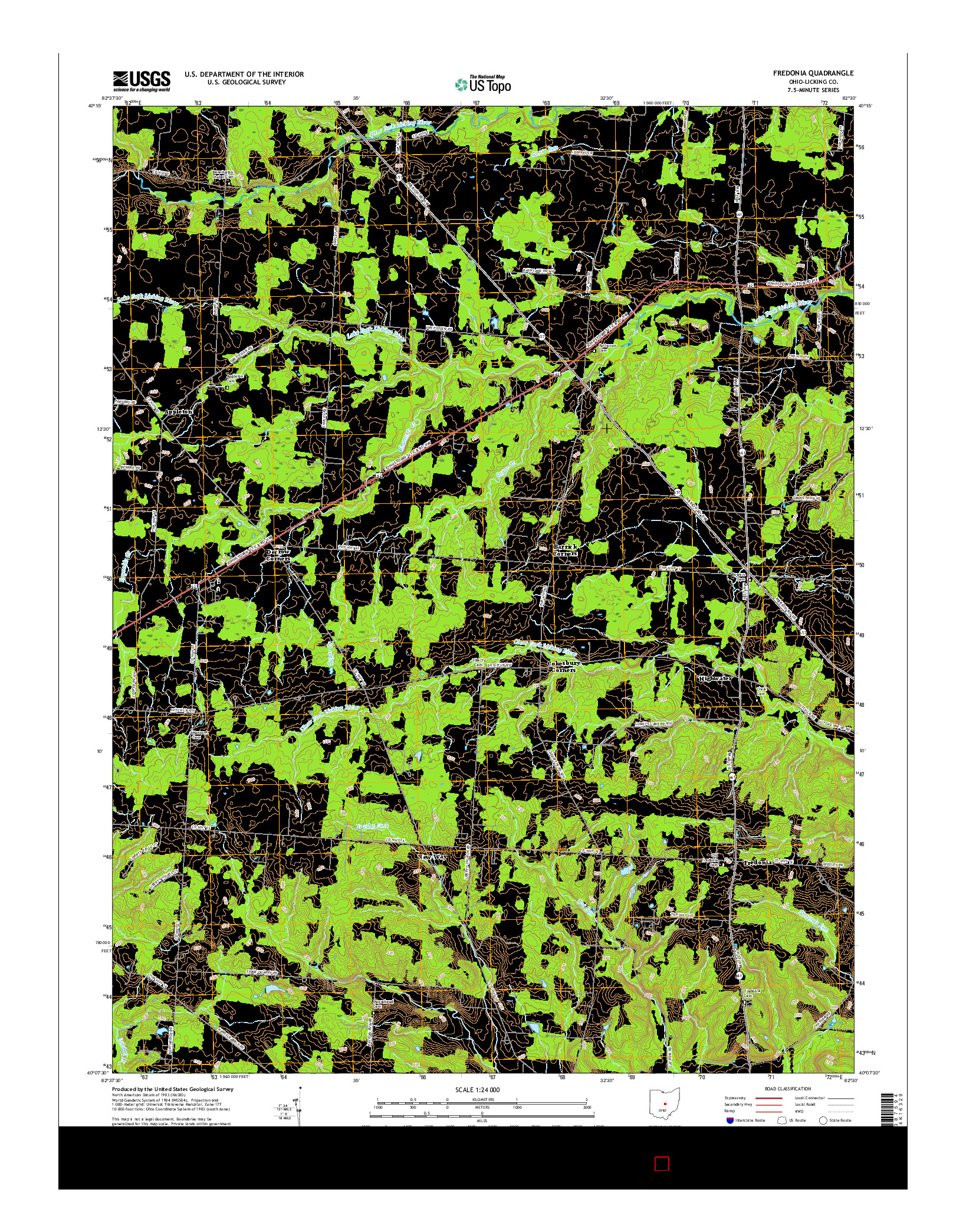 USGS US TOPO 7.5-MINUTE MAP FOR FREDONIA, OH 2016