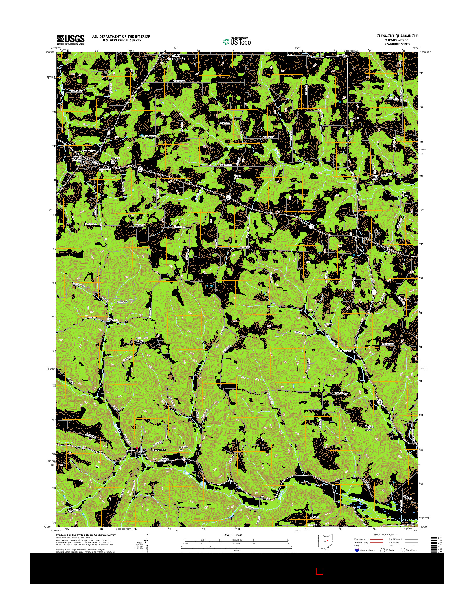 USGS US TOPO 7.5-MINUTE MAP FOR GLENMONT, OH 2016