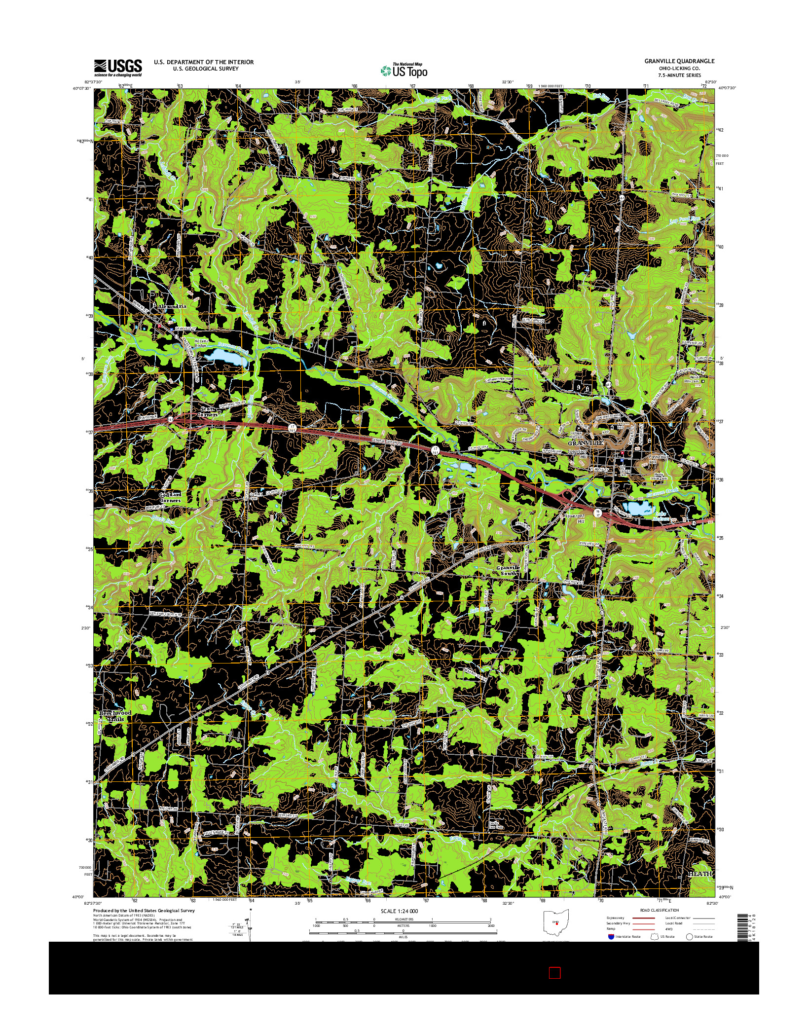 USGS US TOPO 7.5-MINUTE MAP FOR GRANVILLE, OH 2016
