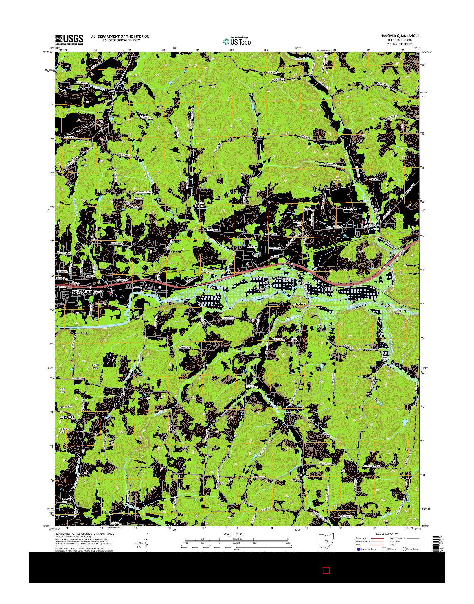 USGS US TOPO 7.5-MINUTE MAP FOR HANOVER, OH 2016