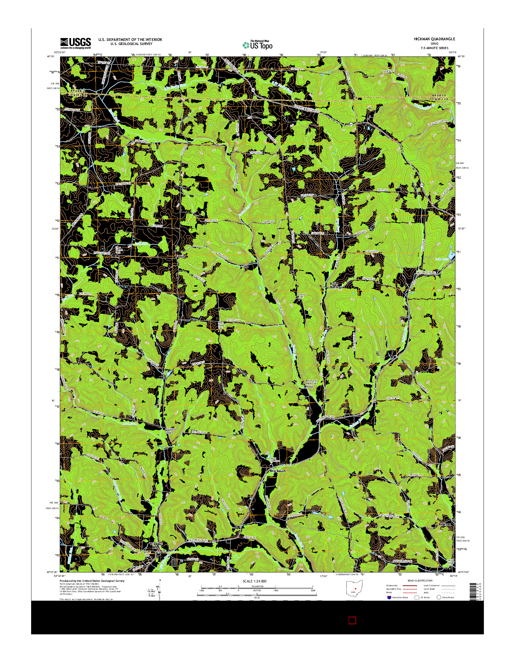 USGS US TOPO 7.5-MINUTE MAP FOR HICKMAN, OH 2016