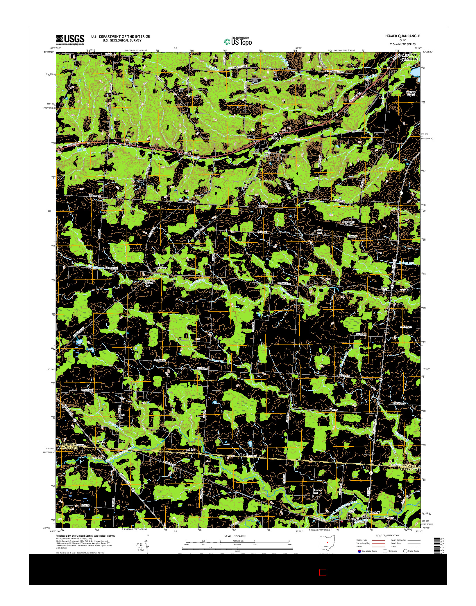 USGS US TOPO 7.5-MINUTE MAP FOR HOMER, OH 2016