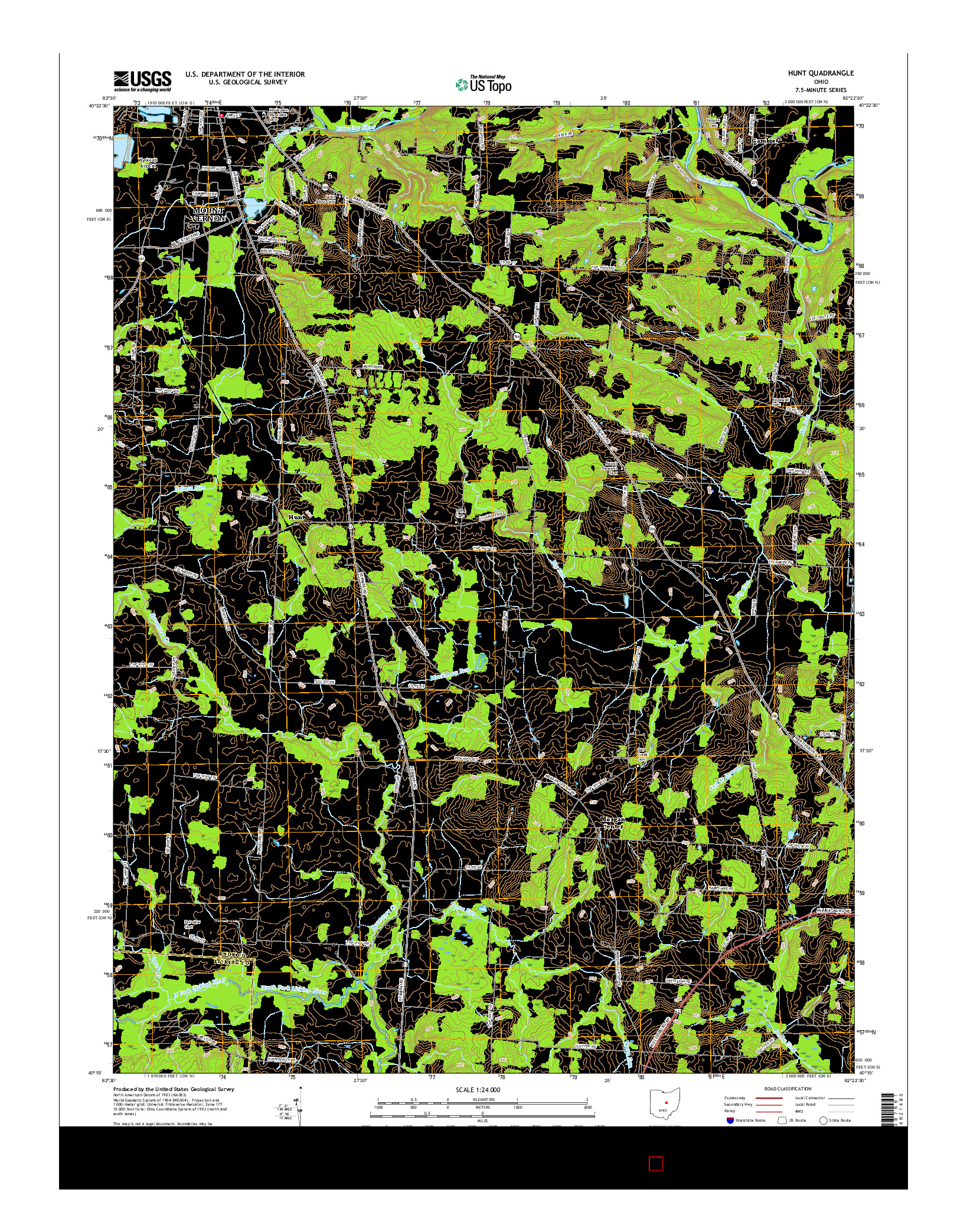 USGS US TOPO 7.5-MINUTE MAP FOR HUNT, OH 2016