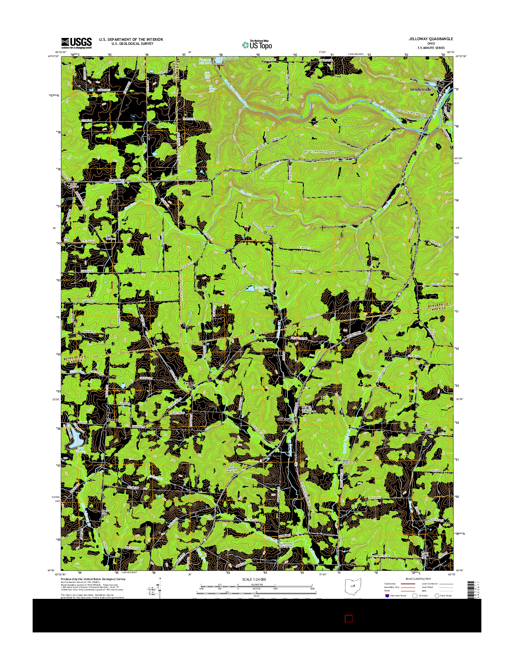 USGS US TOPO 7.5-MINUTE MAP FOR JELLOWAY, OH 2016