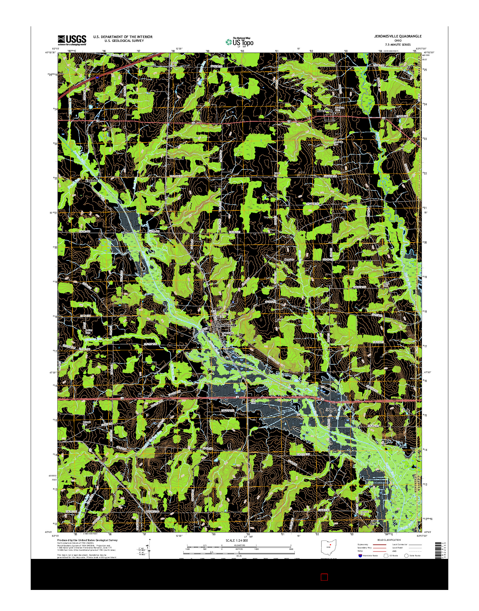 USGS US TOPO 7.5-MINUTE MAP FOR JEROMESVILLE, OH 2016